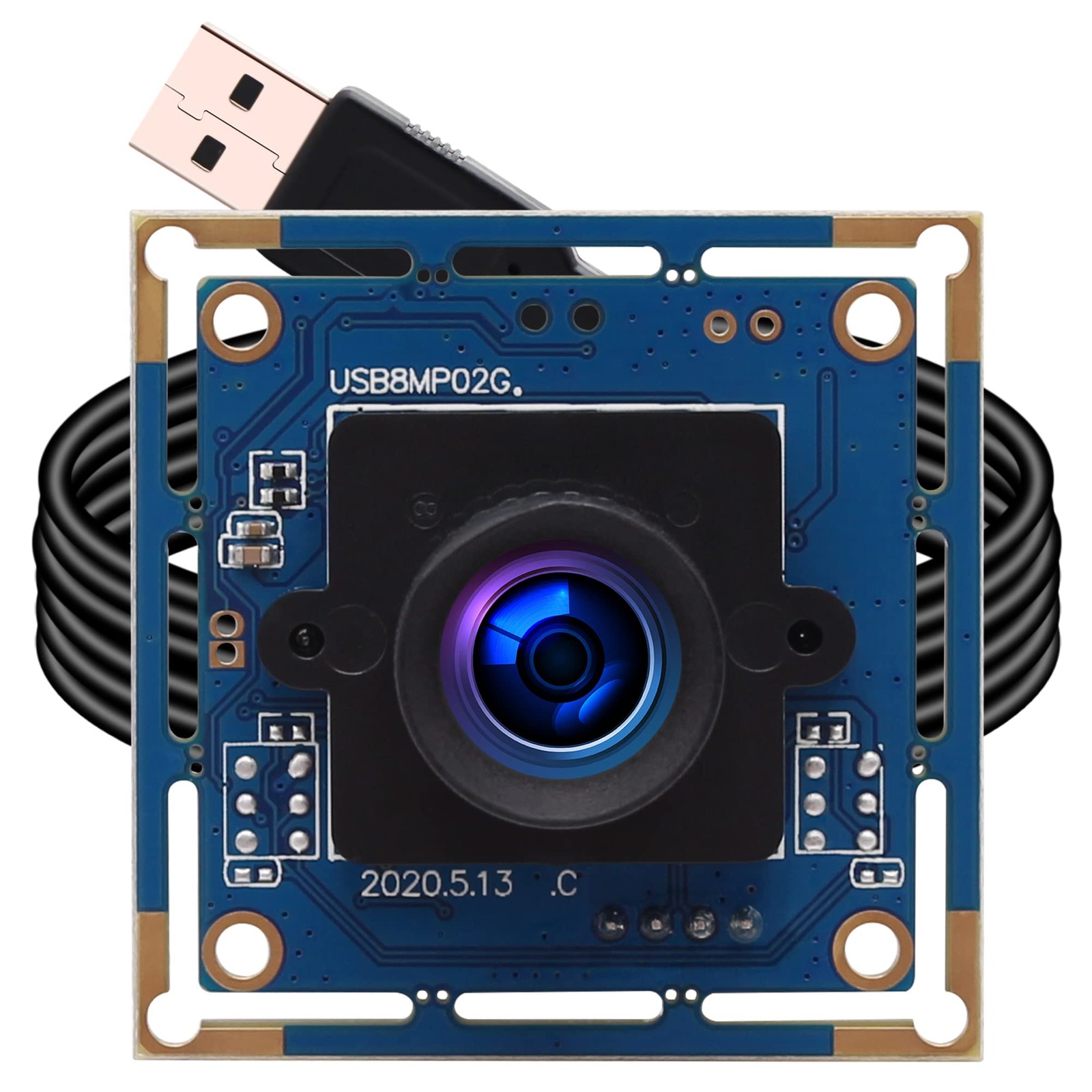 ELP 8mp USB Camera Module for Laptop 4K Webcam Board 75degree Wide Angle