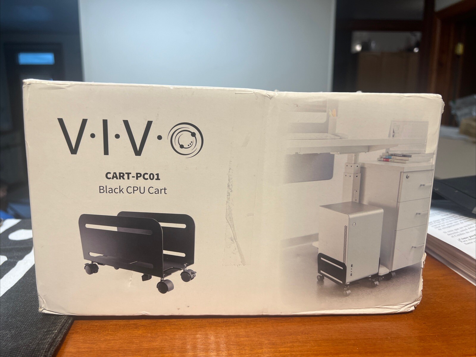 VIVO CART-PC01 ATX Desktop Case Adjustable Mobile Cart Holder - Black