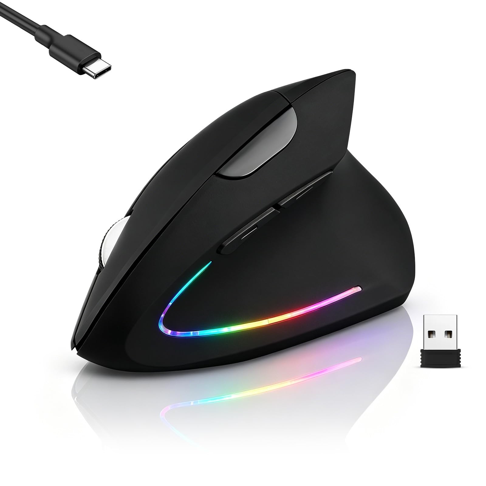 Wireless Bluetooth Ergonomic Vertical Mouse, Rechargeable Silent Slim Laptop Mou