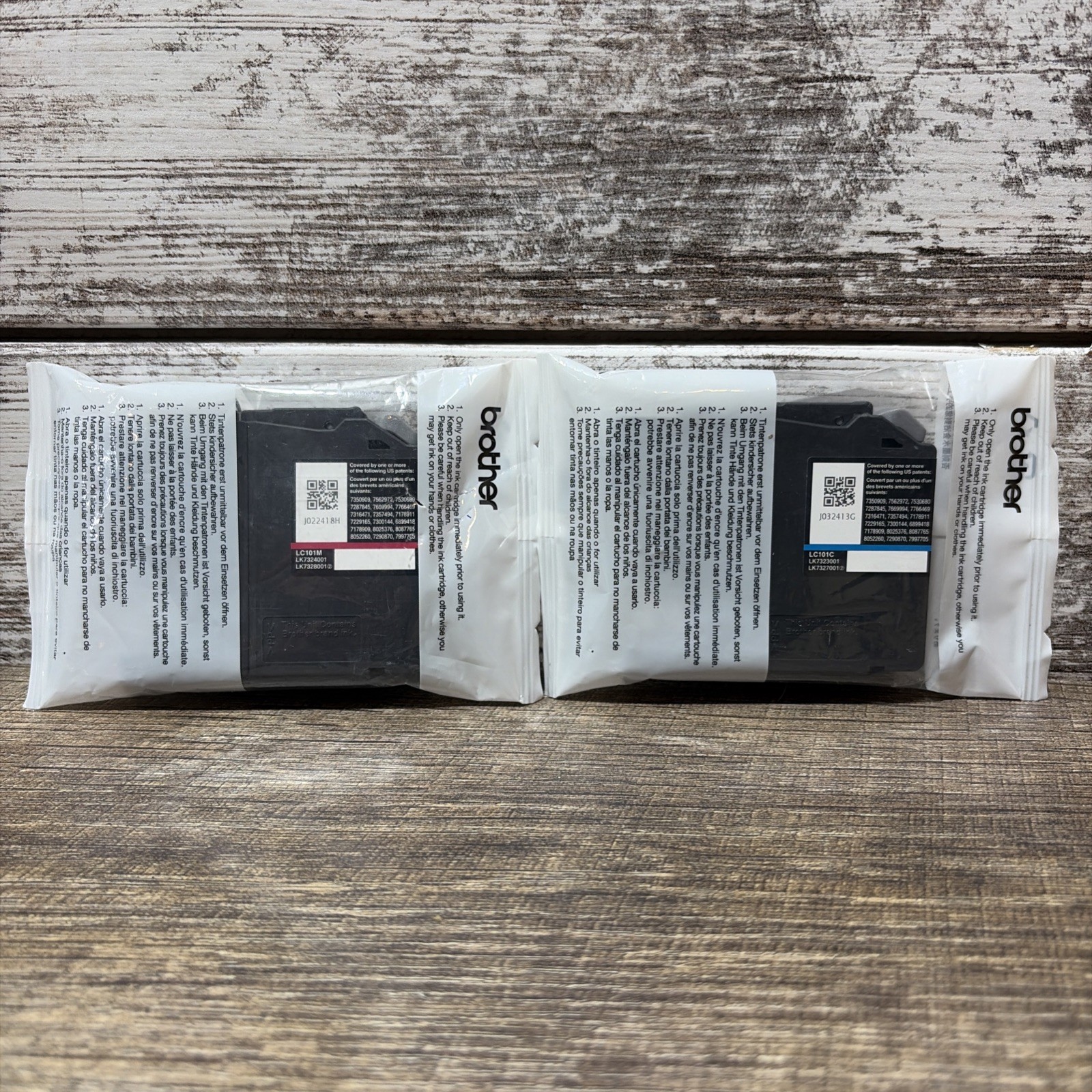 Genuine Brother LC101M LC101C Color Ink Cartridge (2) Single Packs Sealed