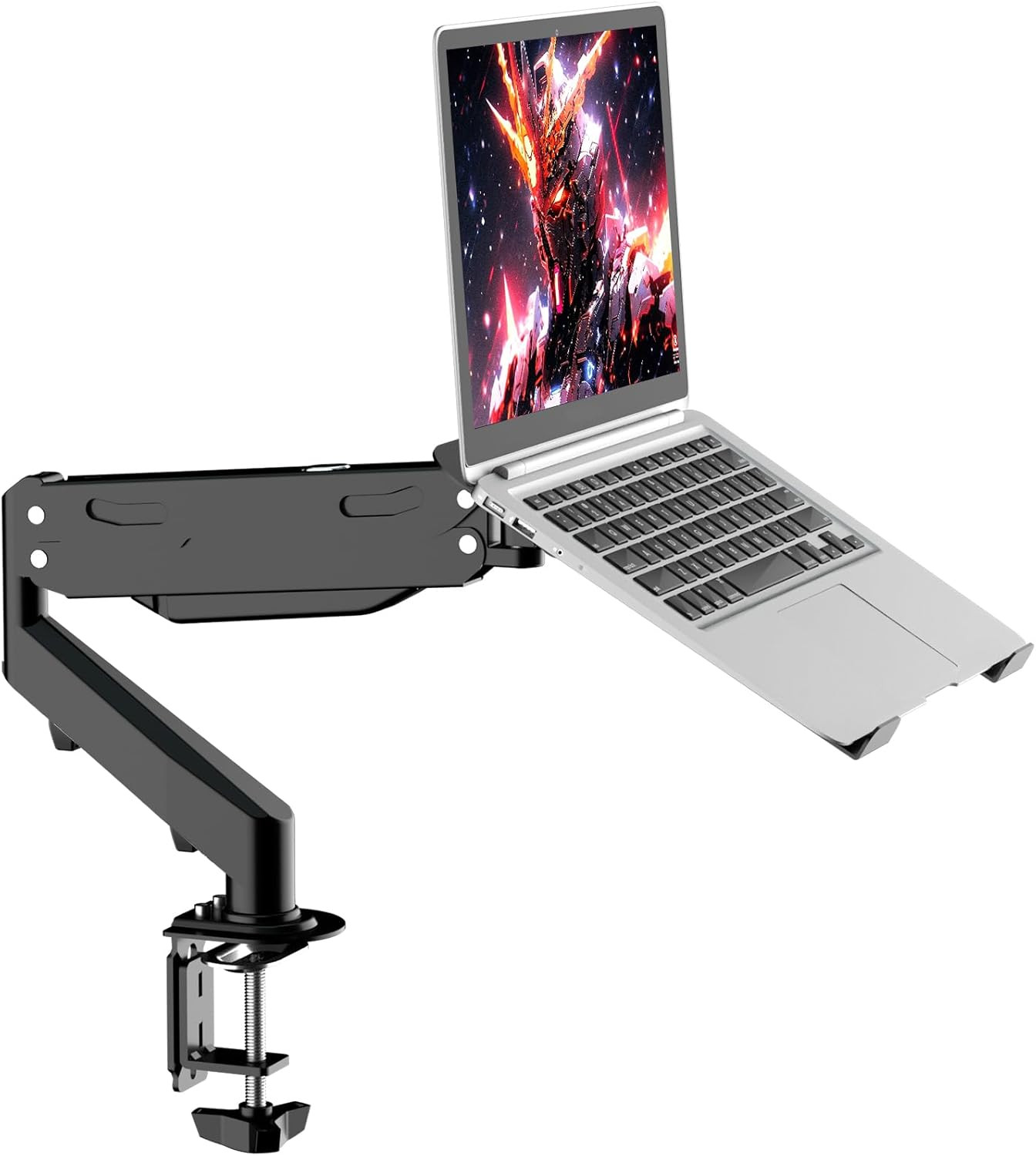 2 in 1 Laptop Desk Mount with Gas Spring Arm Monitor Laptop Stand for 12-17 Inch