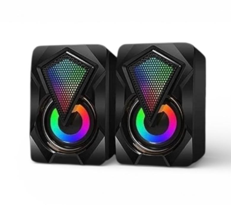NEW- NJSJ Computer Speakers with Colorful RGB Lights, USB Powered 3.5mm Aux-