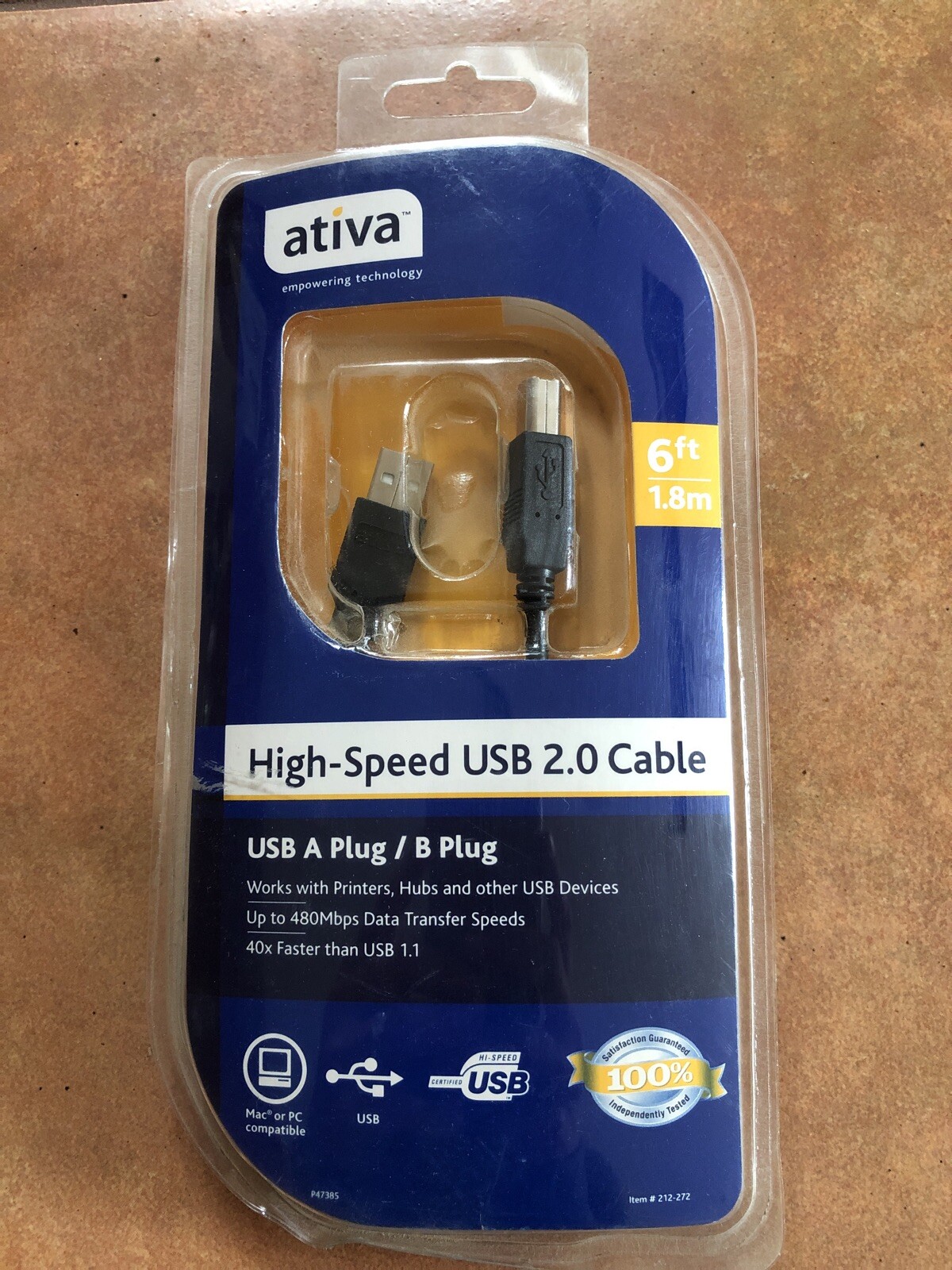 Ativa HIGH-SPEED USB NEW CABLE 2.0  A B, Printer Hubs PC or MAC 6'/1.8M  New
