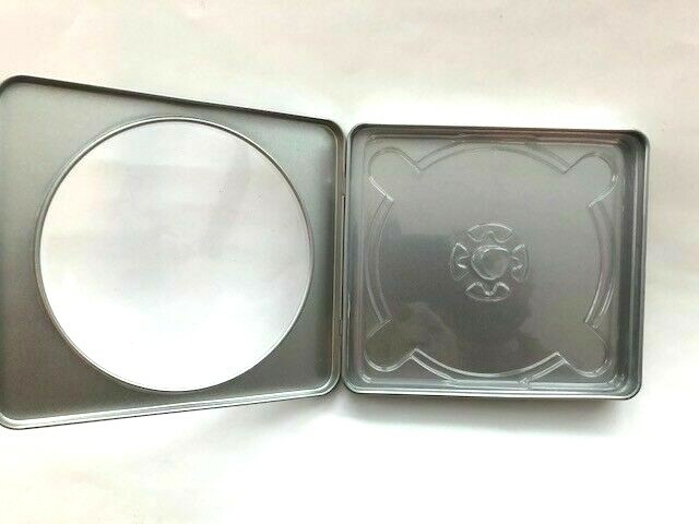 2 NEW HIGH QUALITY SQUARE TIN CD CASE W/WINDOW, CLEAR TRAY, BL801, 