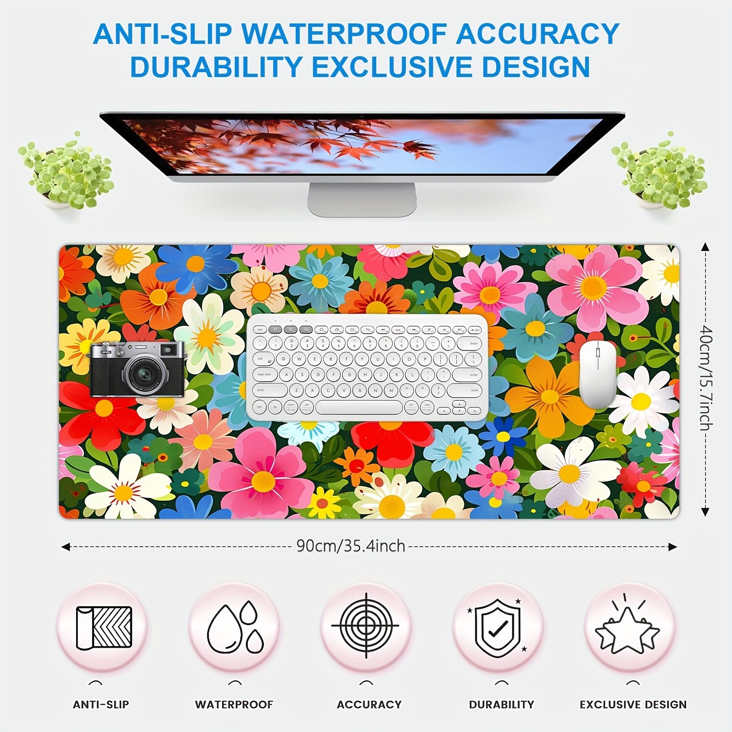 1pc Extended Mouse & Keyboard Pad - Non-Slip Rubber Base, Ideal for Gaming, Ho
