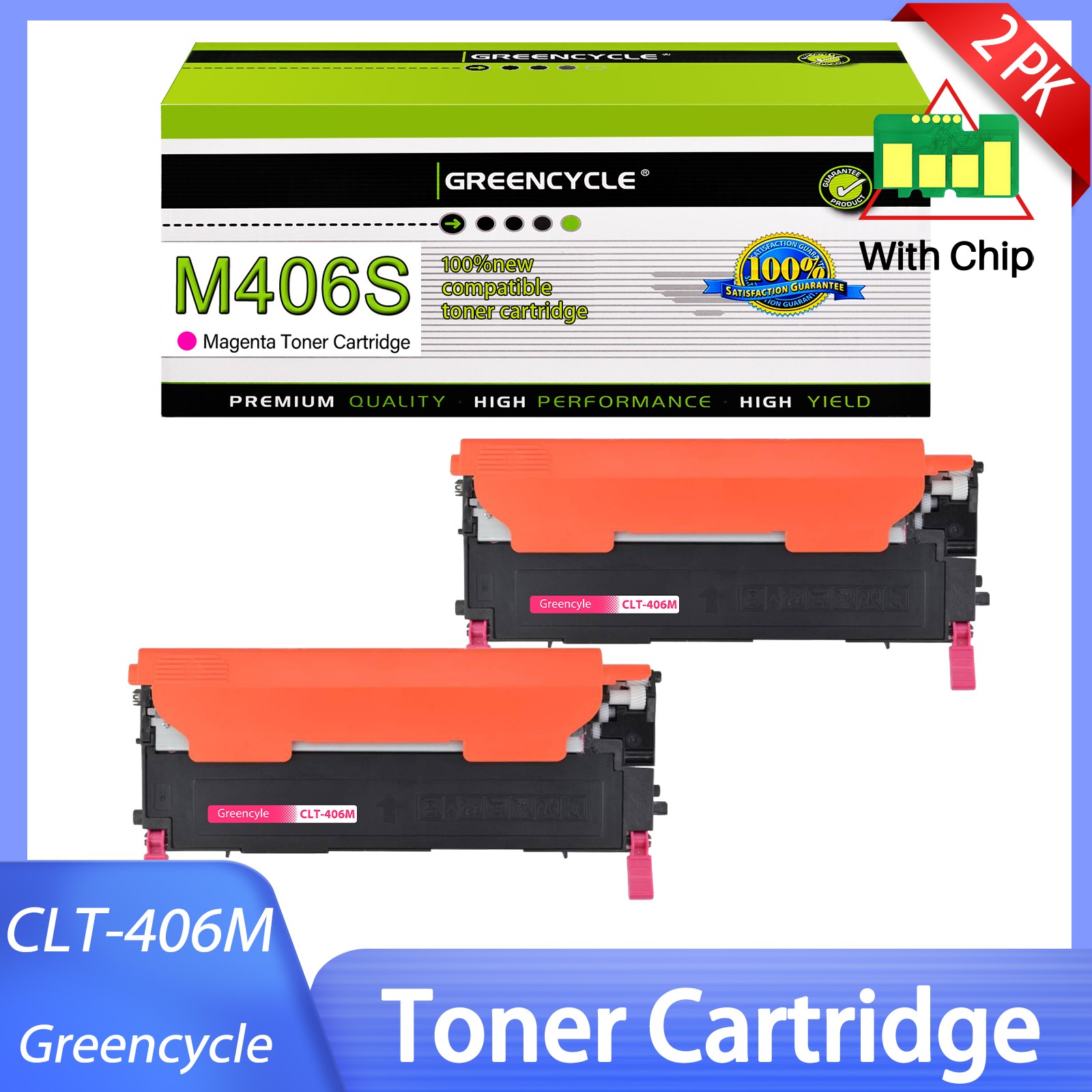 2PK CLT-M406S MG Toner Replacement For Samsung CLP-360 CLP-362 CLP-363 SL-C410