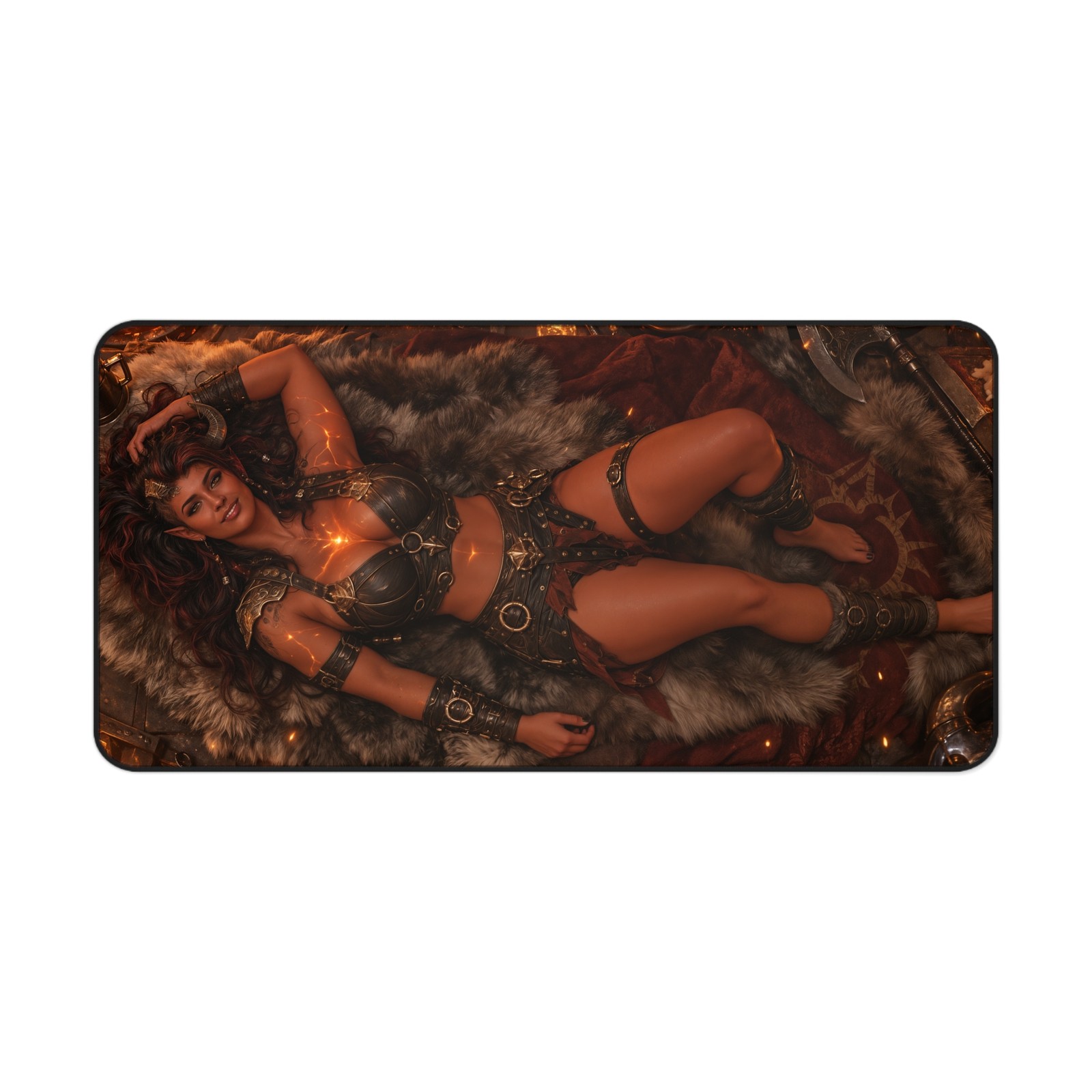 Karlach Neoprene Desk Mat Dark Red Fantasy Art Extended Mouse Mat