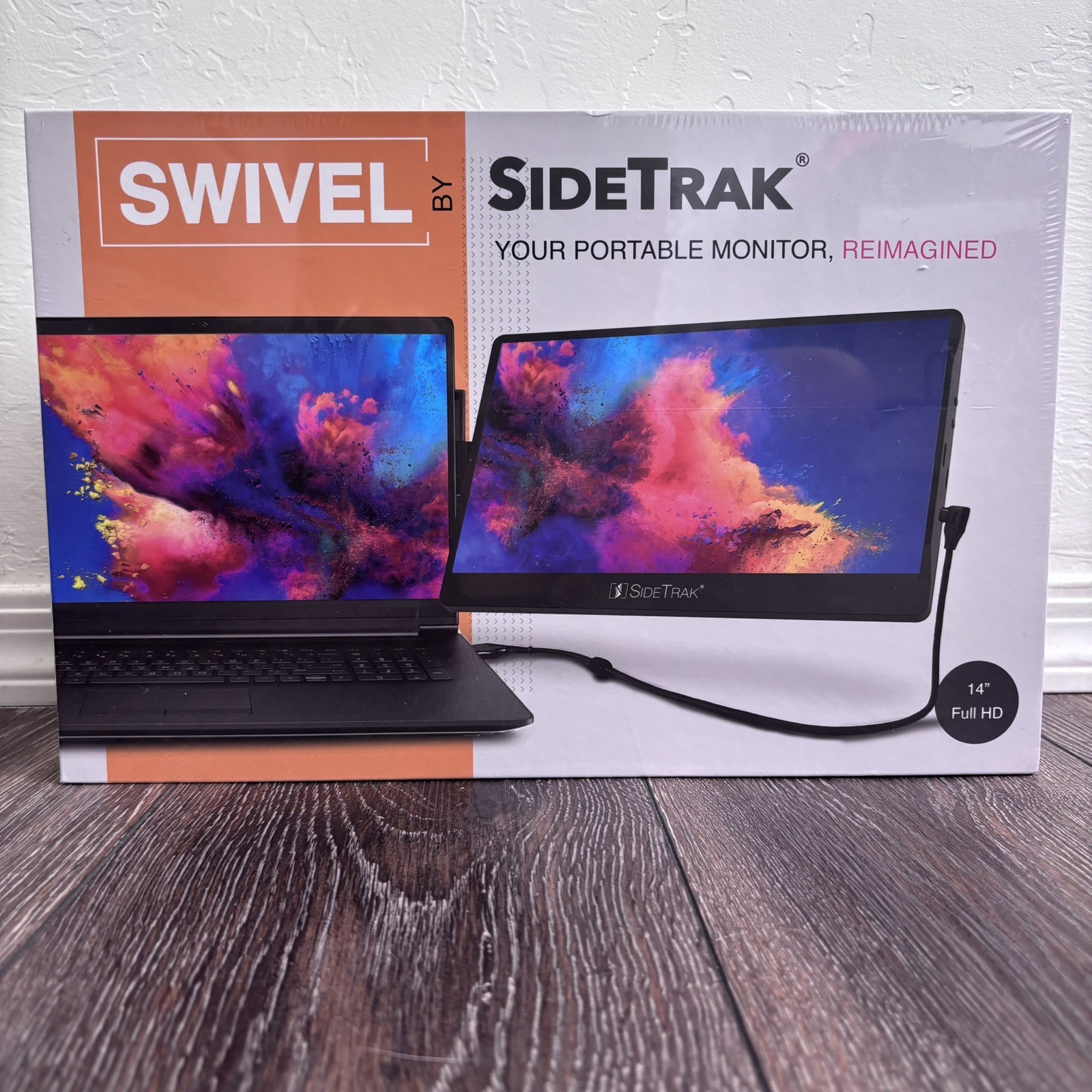 SideTrak Swivel 14” Attachable Portable Monitor, FHD TFT USB Laptop Dual Screen