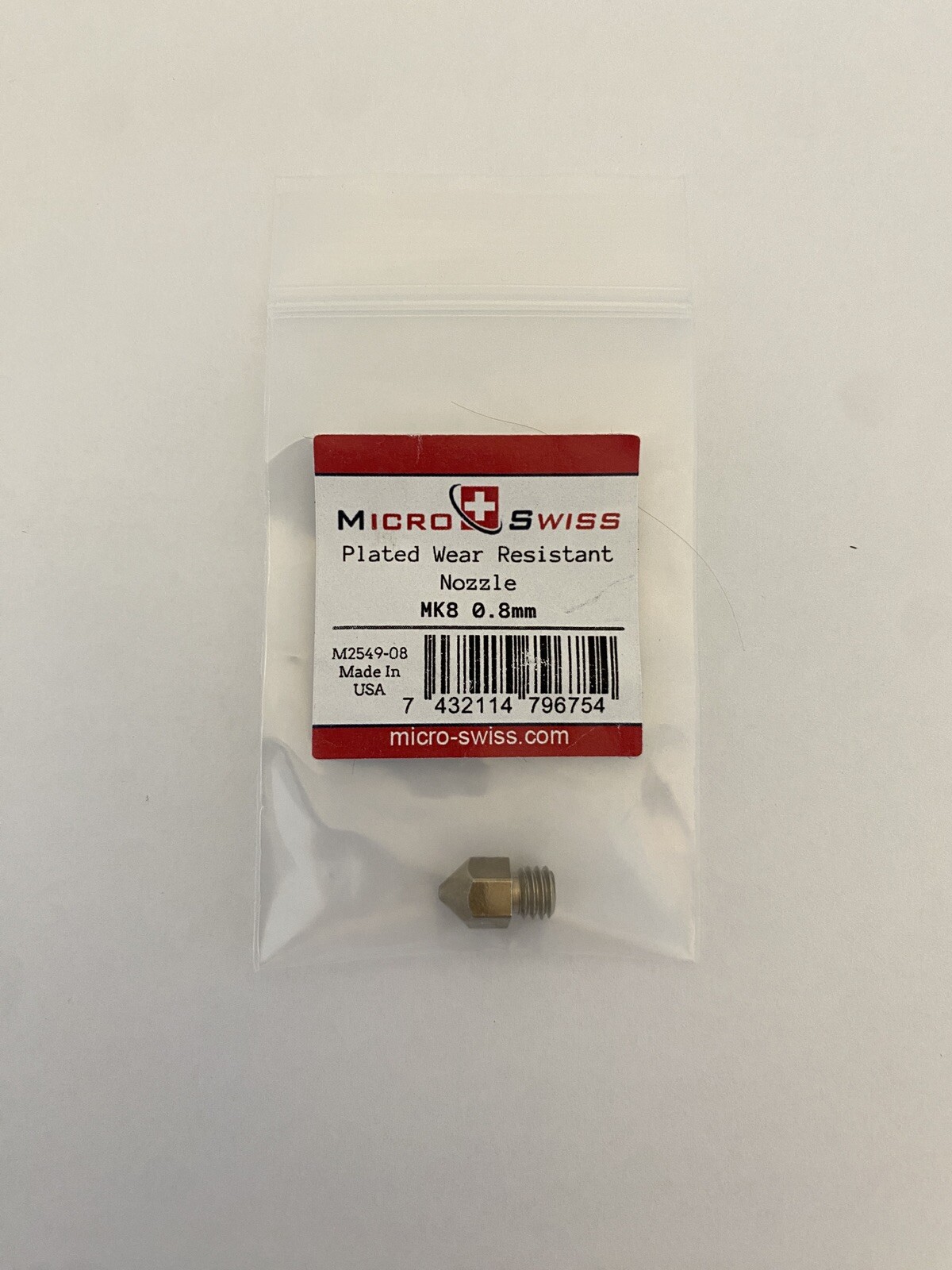 Micro-Swiss Plated Wear Resistant Nozzle MK8 0.8mm