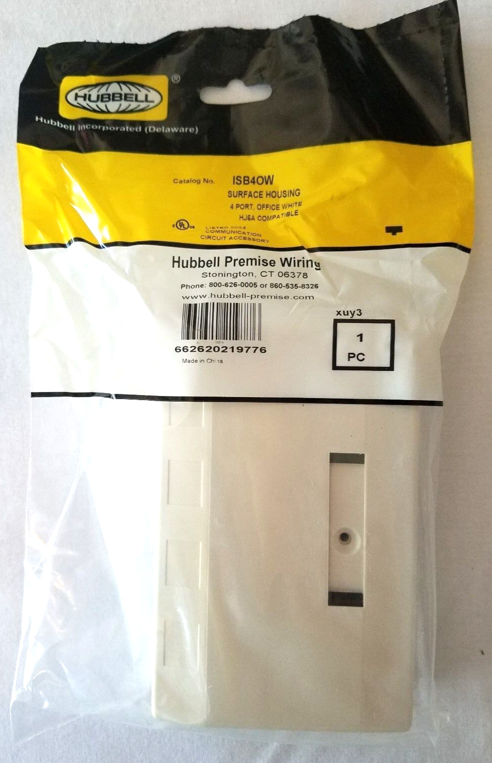 ISB4OW Hubbell Housing Surface Mount 4-Port - Office White - QUANTITY OF 25