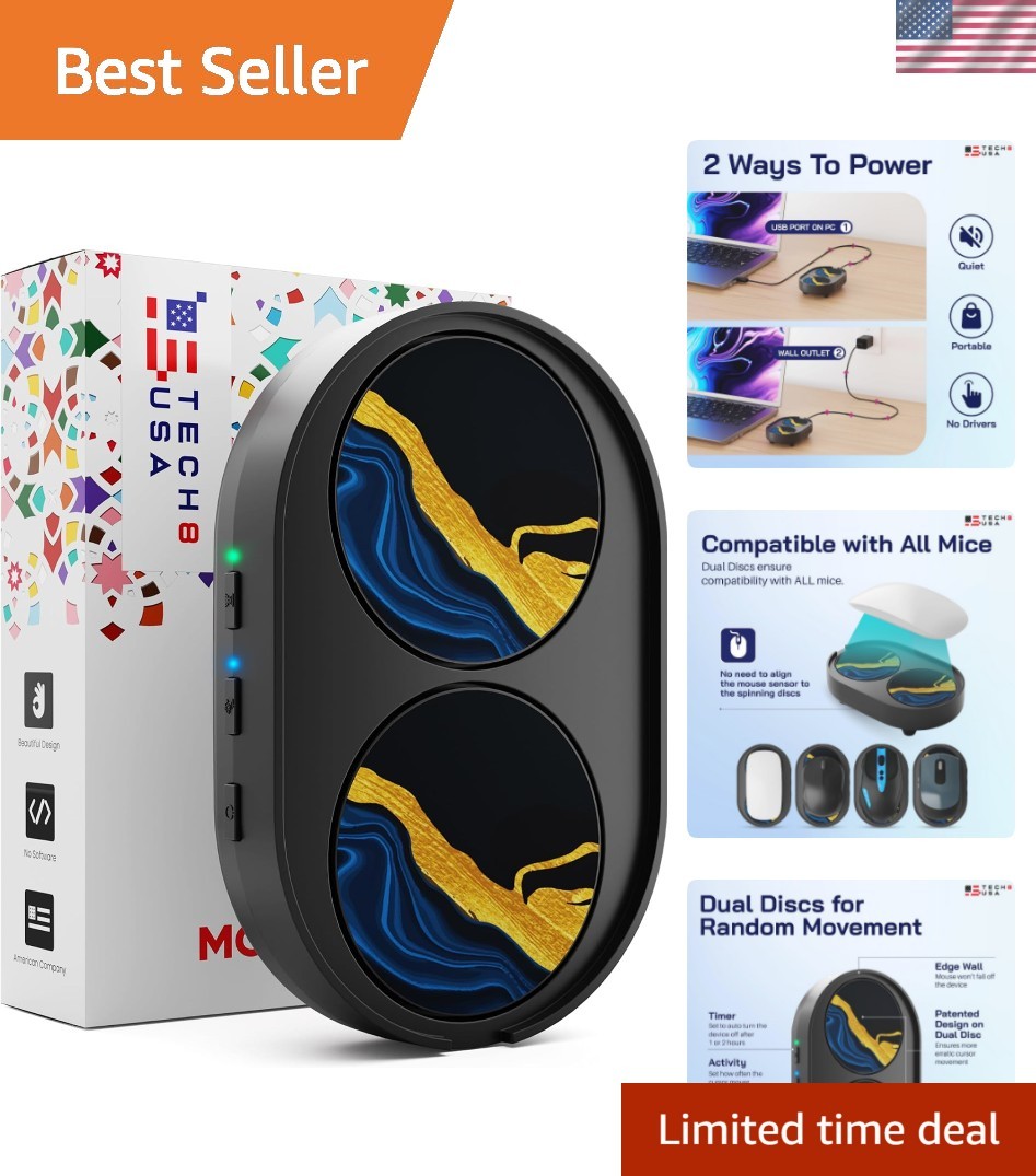 TECH8 USA Dual Disc Mouse Mover Device, Undetectable Mouse Jiggler for Laptops,