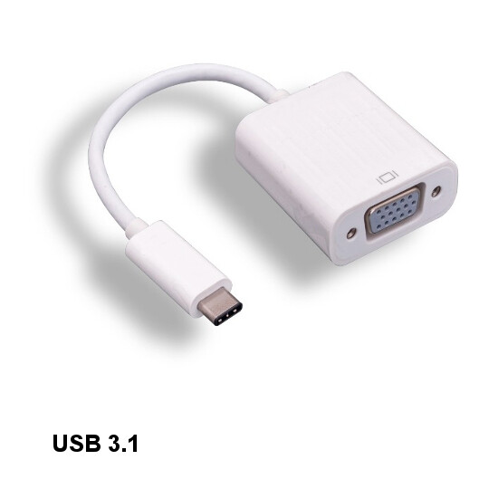 10PCS USB 3.1 Type C to VGA Adapter 1920x1200 60Hz for TV Laptop PC Monitor
