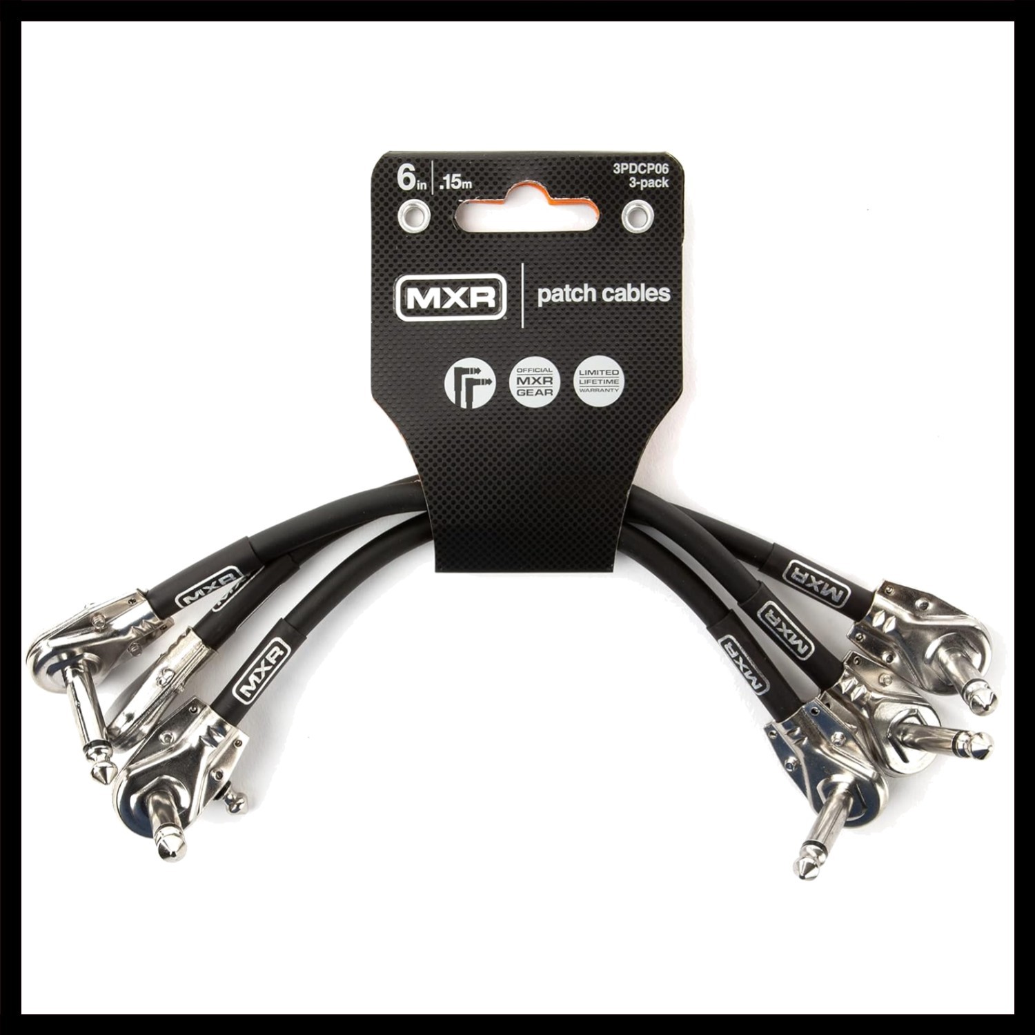 Black 6 Inch Patch Cable for Musical Instruments 3-Pack - Connects and Shields