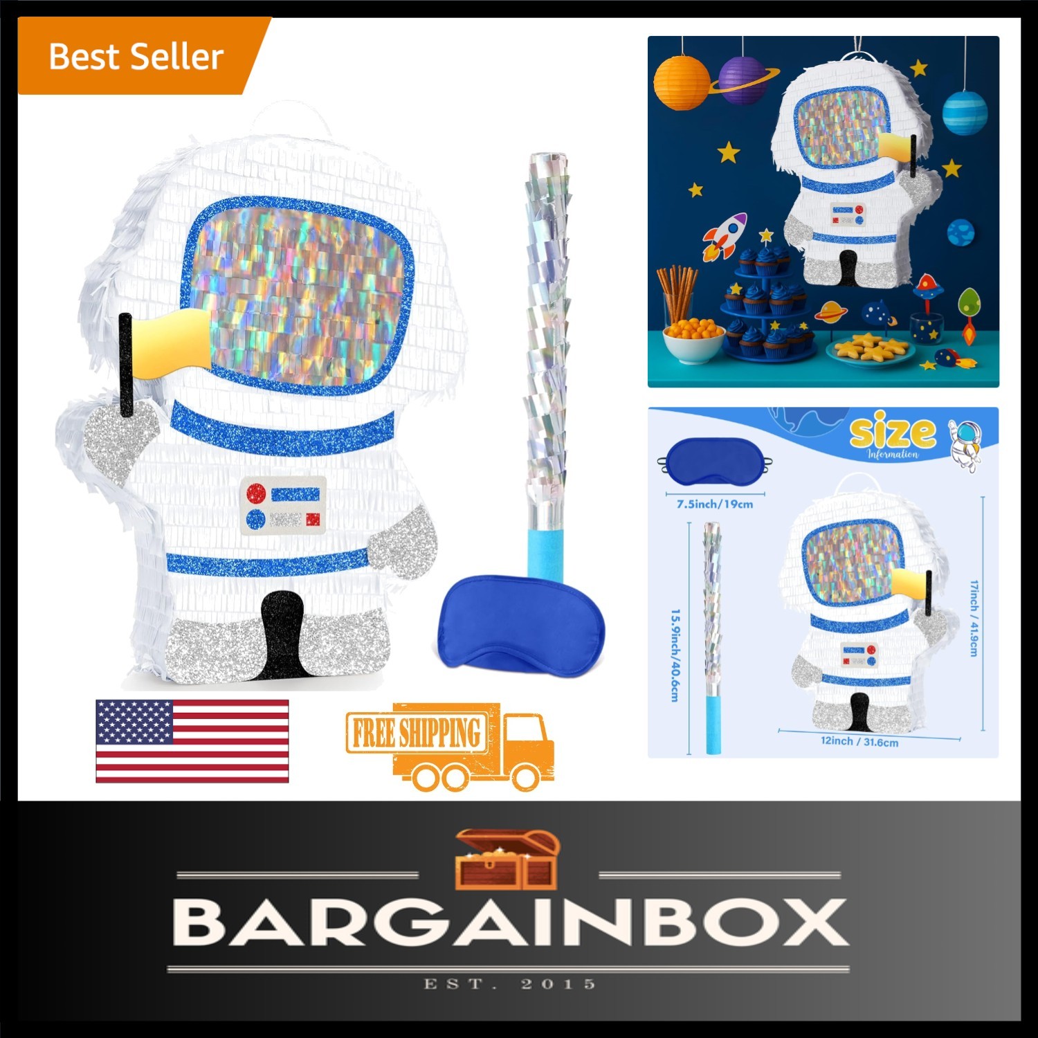 Durable Space Piñata with Blindfold & Bat - Perfect for Cosmic Birthday Parties