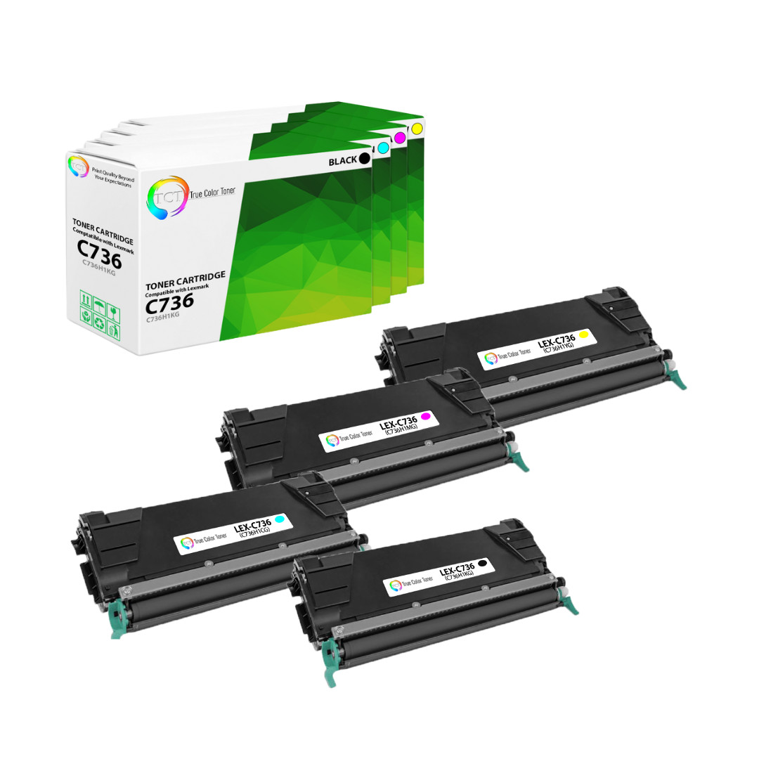 4Pk TCT Prem Compatible For Lexmark C736H1KG C736H1CG C736H1MG C736H1YG Toner