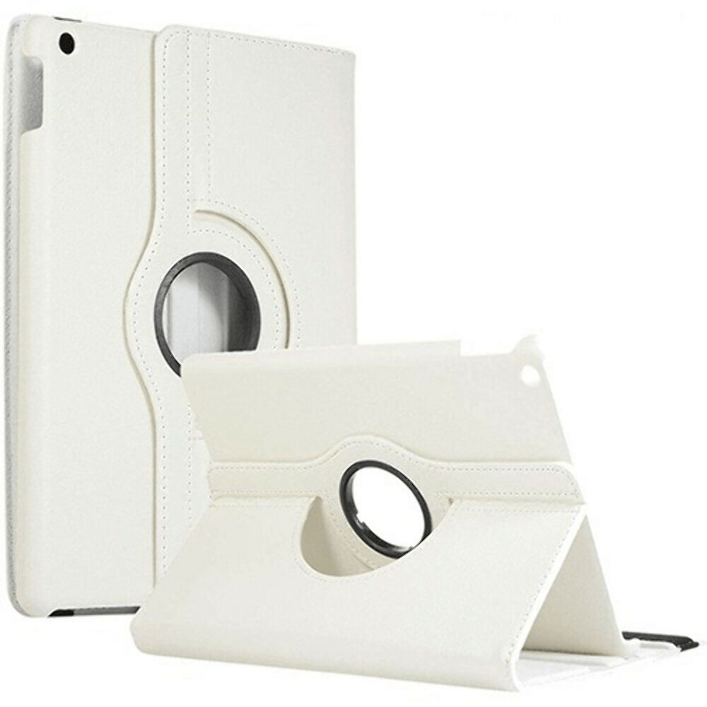 Leather Flip Rotating Portfolio Stand Case Cover WHITE for iPad 5/iPad 6 9.7"