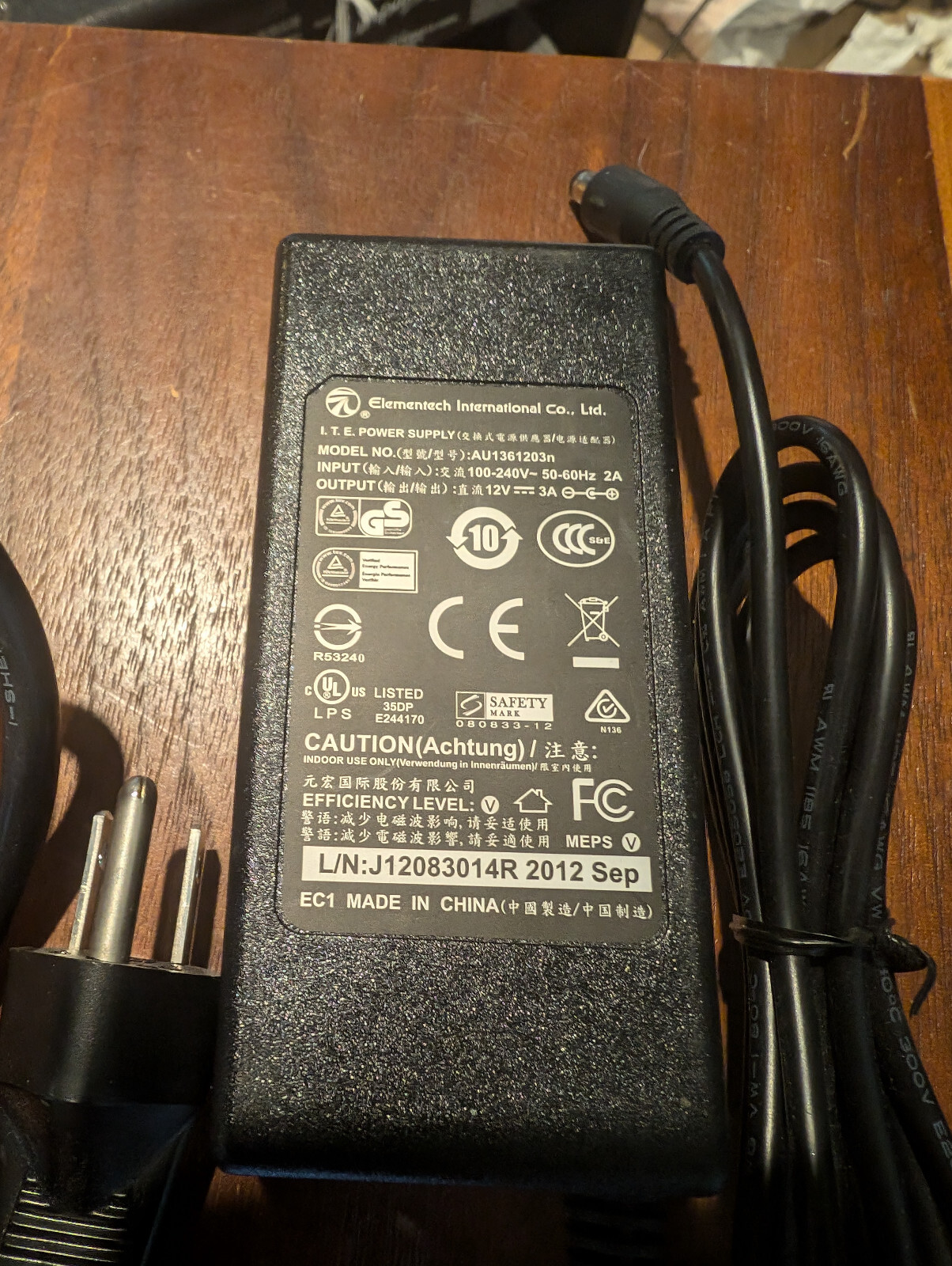 Elementech International 12V 3A AC Power Adapter AU1361203n Tested lot of 23