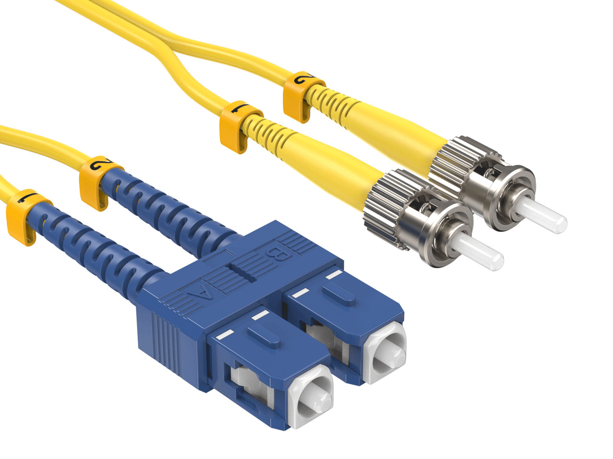 3m OS2 SC to ST UPC Duplex Corning Fiber Optic Cable SingleMode 9/125 OFNR Ra...