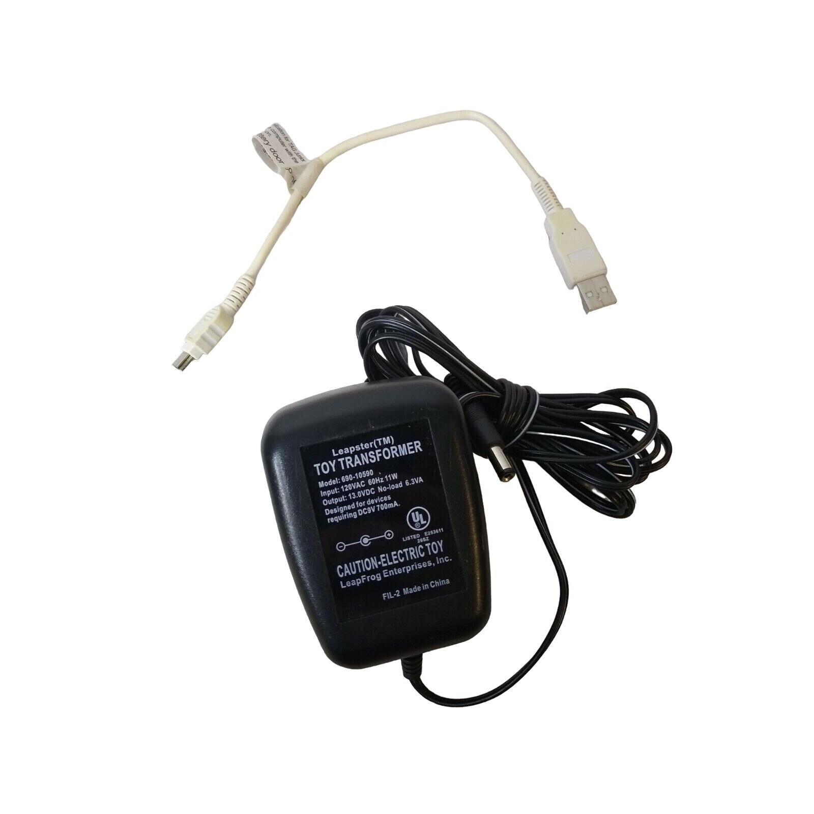 Genuine Leapster Model 690-10590 AC Wall Transformer & TAG Junior USB Connector