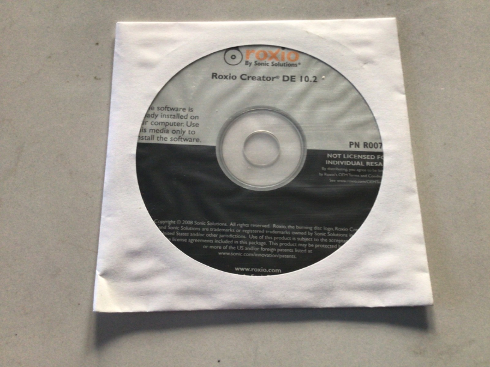 Roxio Creator DE 10.2 Installation Software CD (2008) Sonic Solutions