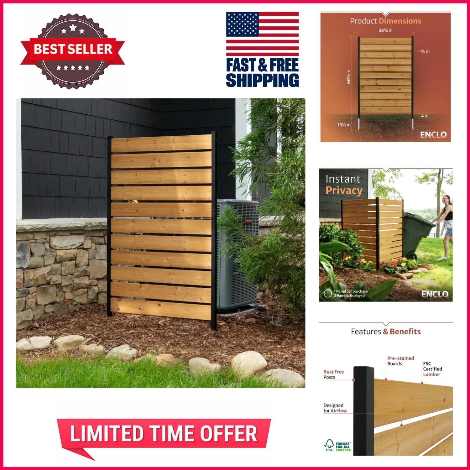 Innovative Cedar Wood Privacy Screen - 5ft Tall, Perfect for Outdoor Spaces