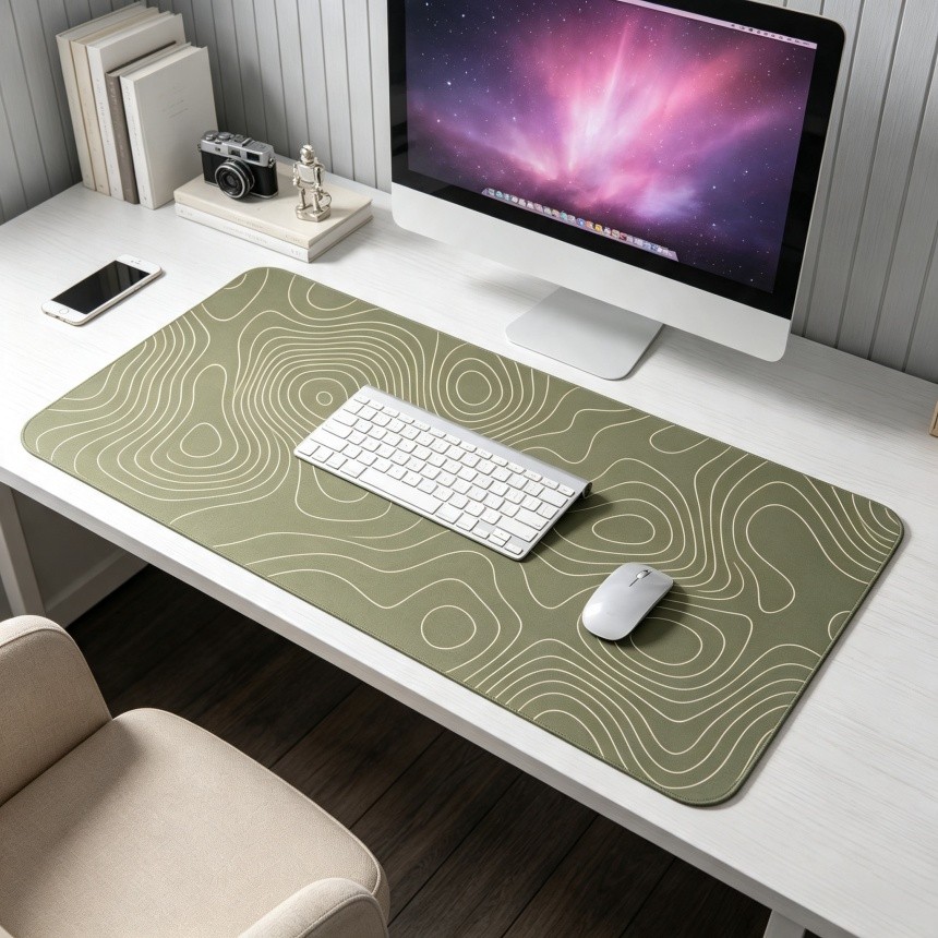 1pc Large Topographic Contour Line Desk Mat, Non-slip Extended Mouse Pad, Mini