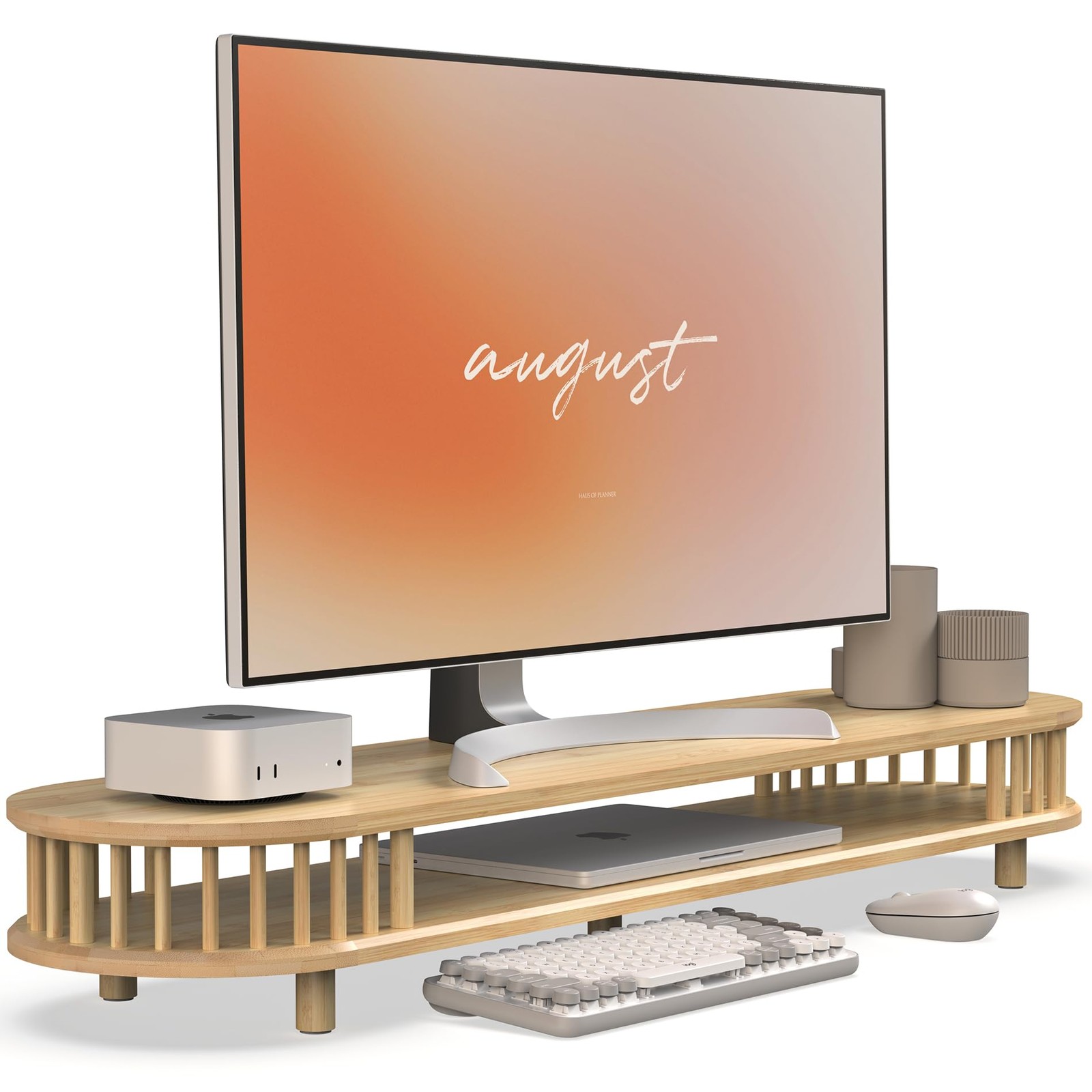 42 Inch Curved Dual Monitor Stand Riser with Spindle Rods