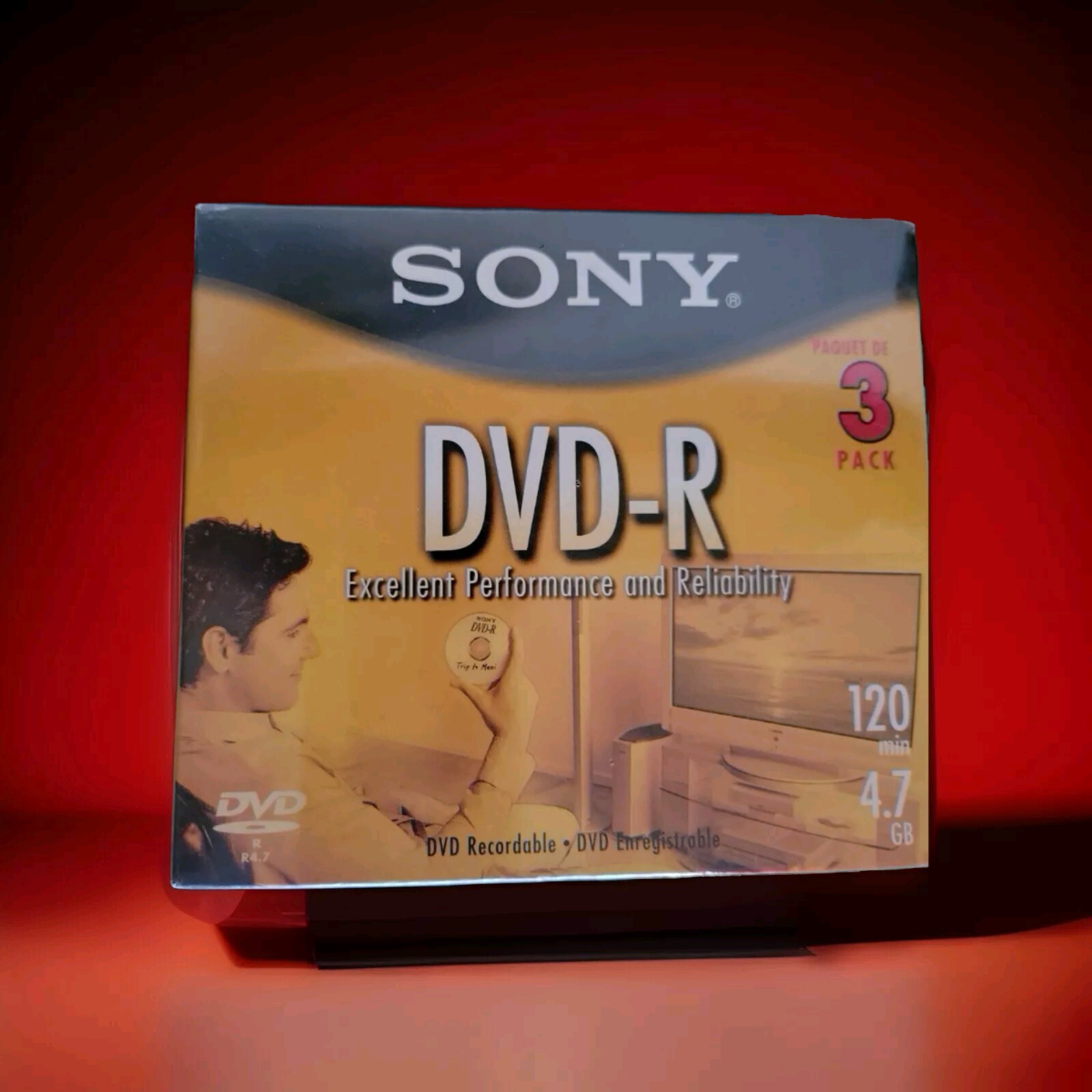 Sony DVD-R 4.7GB 120 Min Blank Recordable Discs 3-Pack Factory Sealed New NOS