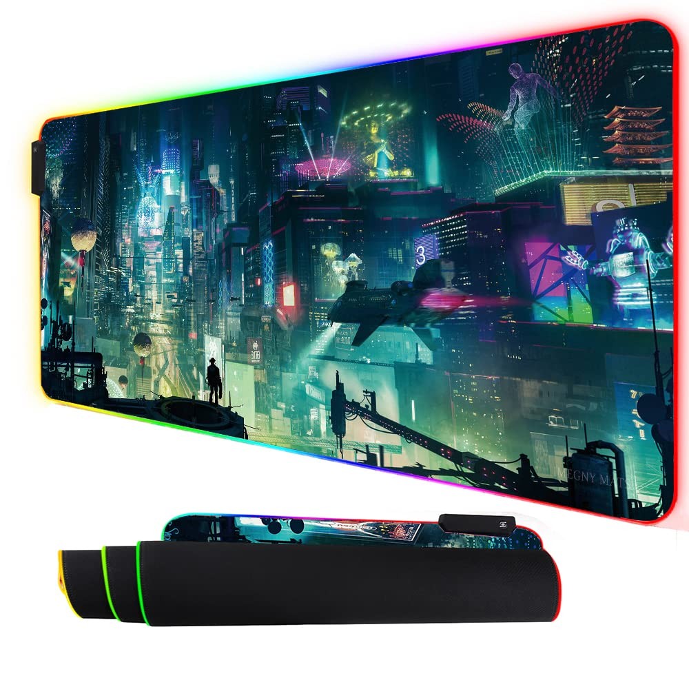 RGB Mouse Pad, XXL LED Gaming Mouse Mat Heavy Duty Anty Slip 35.4 * 15.7 Inch...