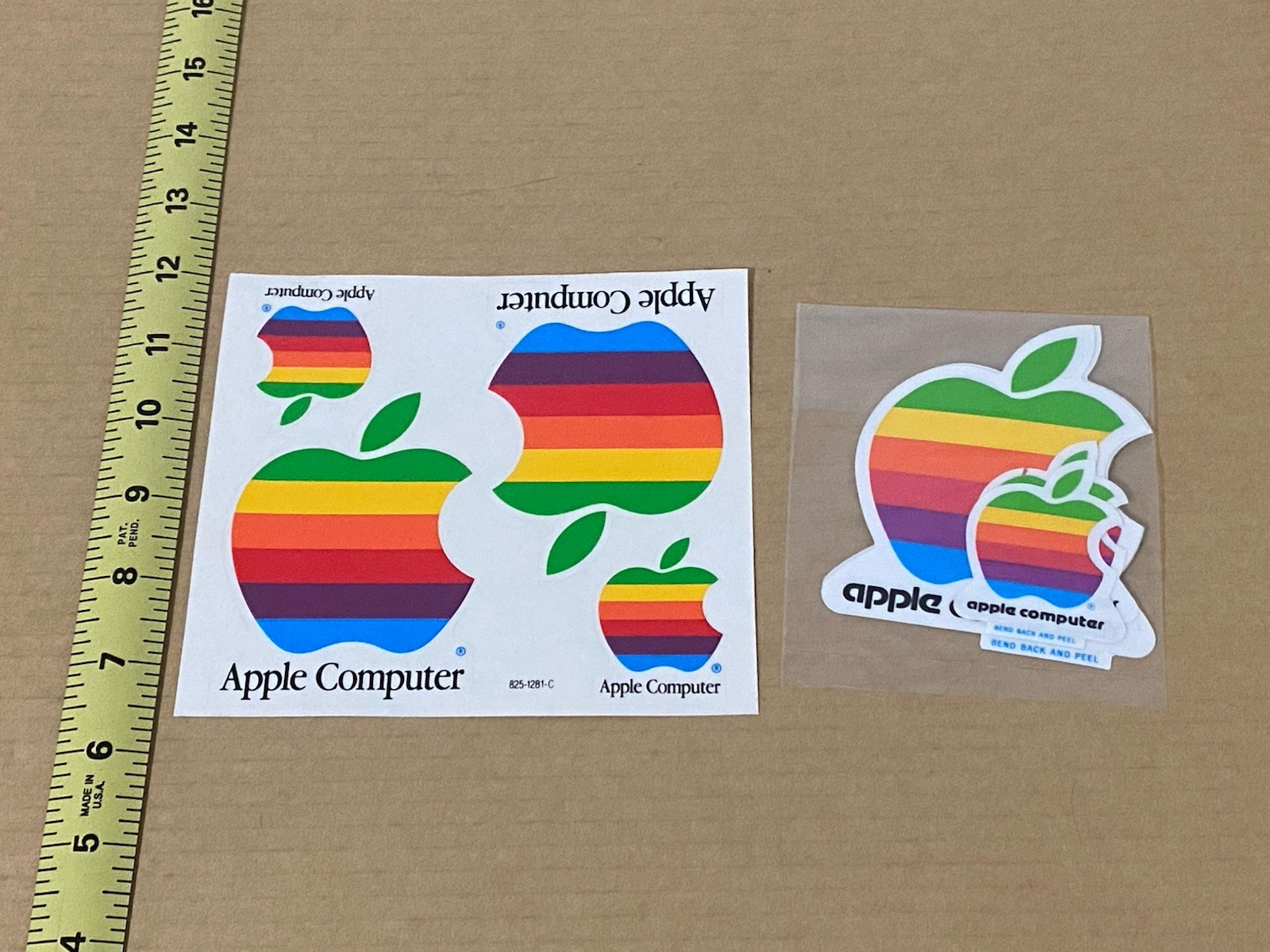 Vtg 80s Apple Computer Rainbow Logo Sticker Sheet Diecut Lot