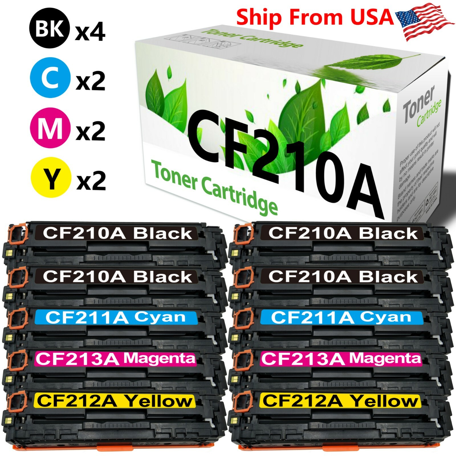 10PK CF210A-3A Toner Cartridge replace for Color MFP M276nw M251nw M276n