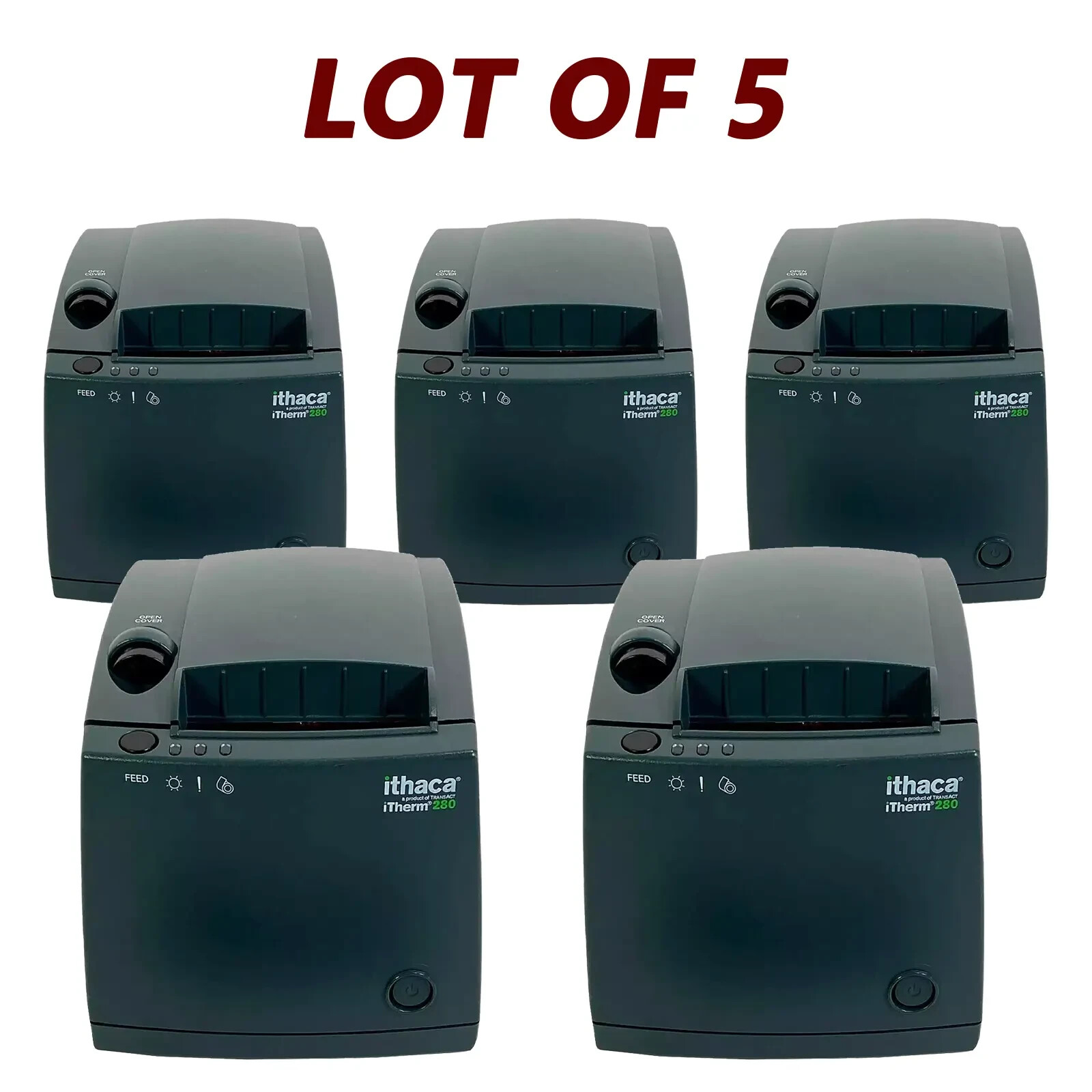 LOT OF 5 TransAct Ithaca iTherm 280 MOD 280-UL-1 Thermal POS Receipt Printer USB