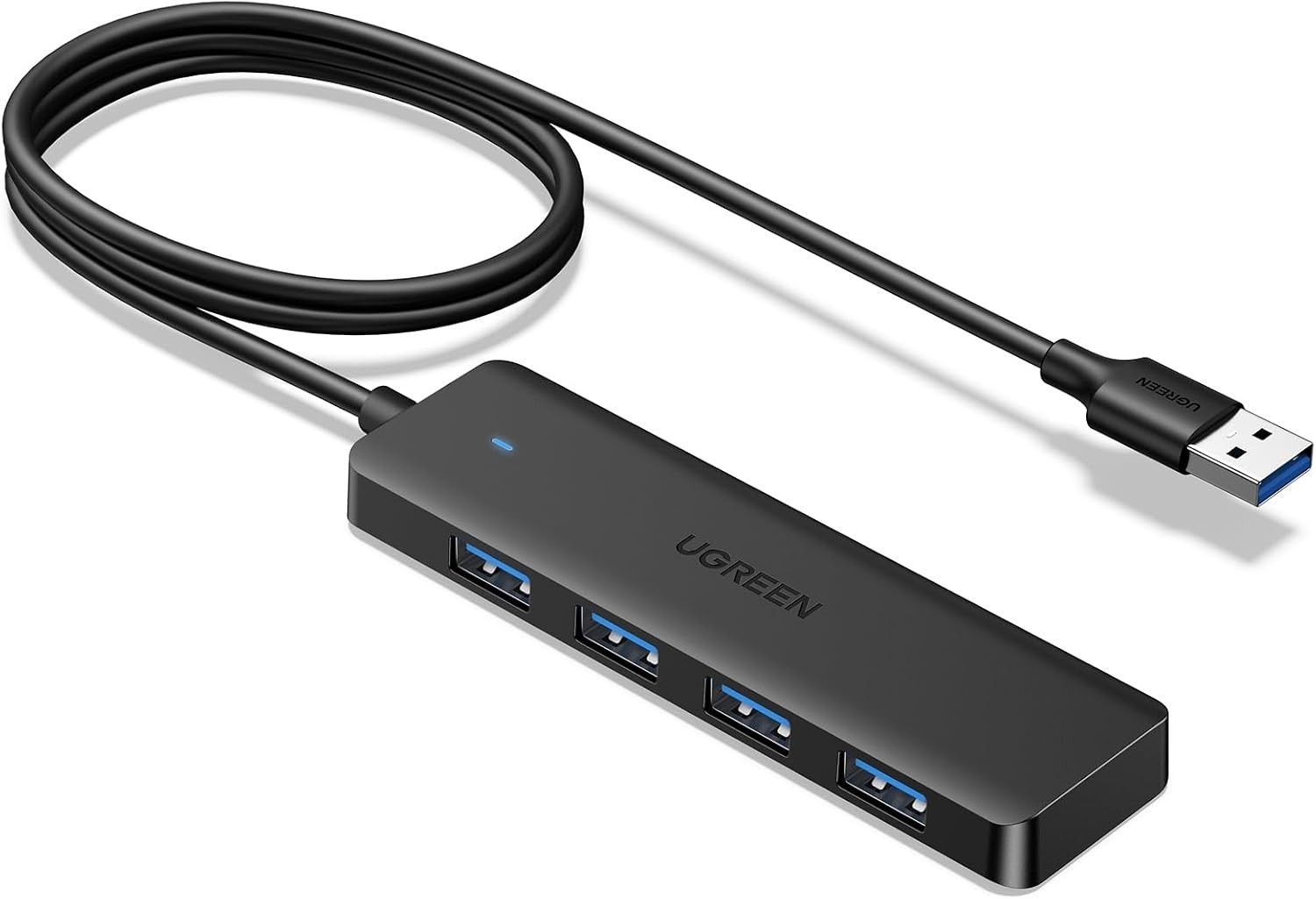 Portable 4 Ports USB 3.0 Splitter with 3.3 ft Cable - Fast Data Transfer