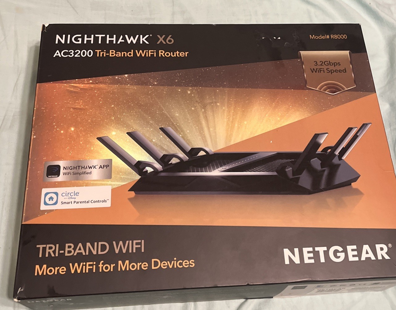NETGEAR Nighthawk X6 AC3200 Tri-Band Wi-Fi Router R8000  used working 