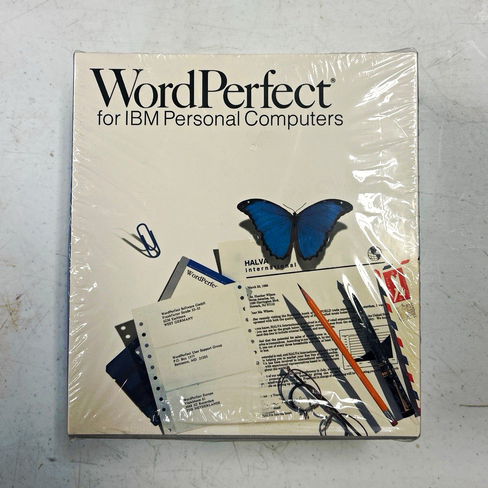 Vintage WordPerfect for IBM Personal Computers Big Box Software - Mint Sealed