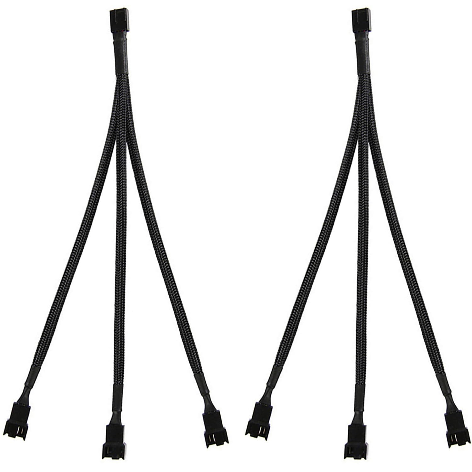 2 Pack 3 Way 4 Pin PWM Fan Splitter Cable, PC Extension Cable