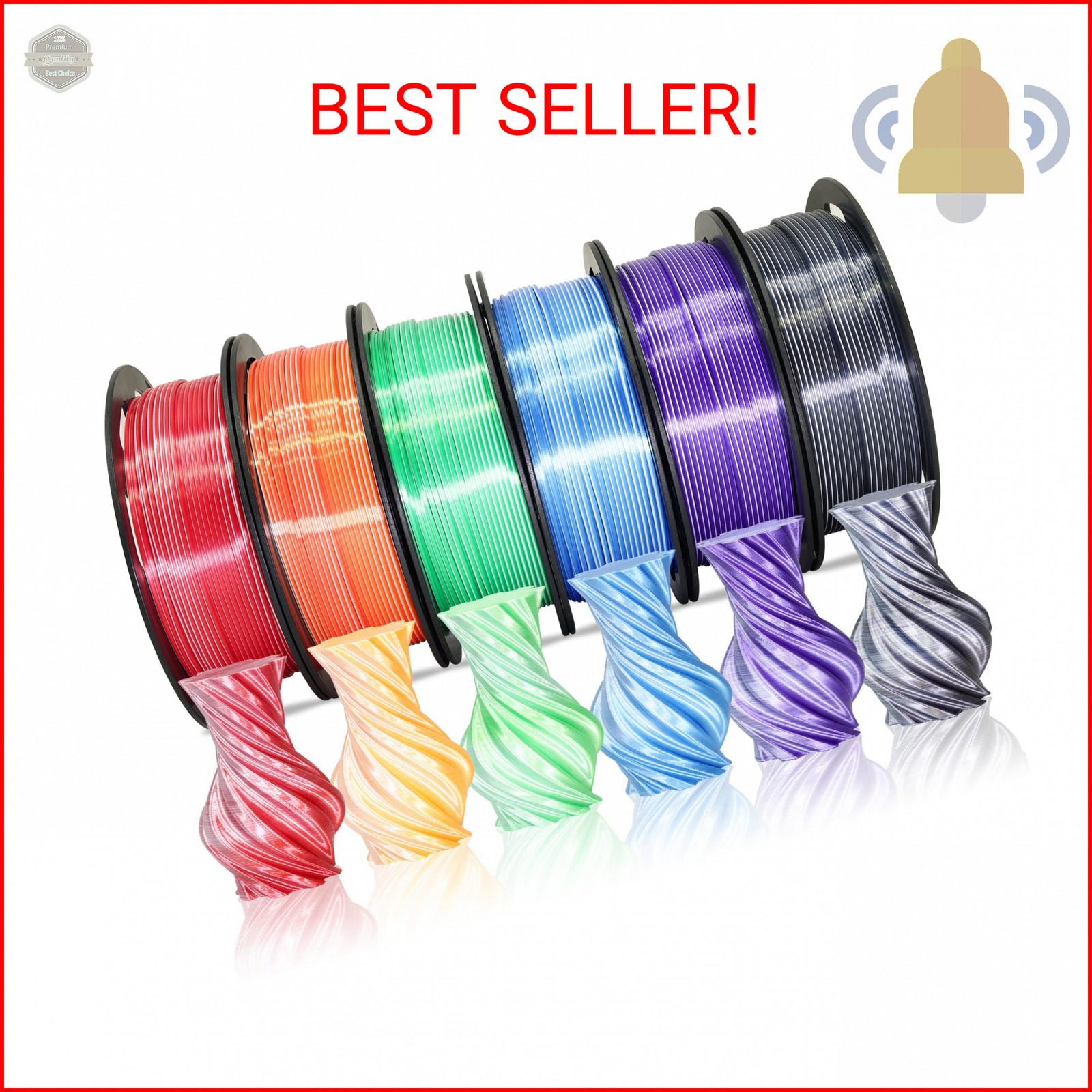 MIKA3D Dual Color 1.75mm 3D Printer Filament Bundle, Silk PLA 6 Spools Pack - Wh