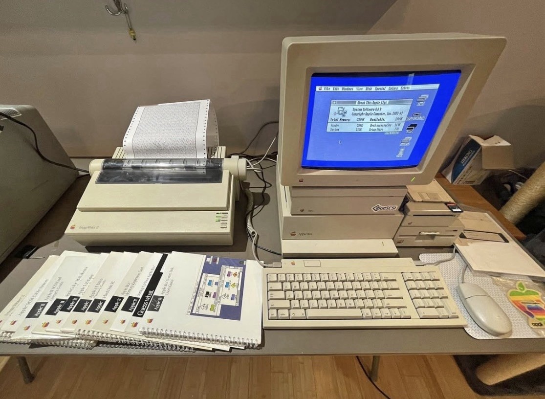 TESTED Apple IIGS Computer Bundle BlueSCSI RGB Monitor 3.5 5.25 Drives Manuals