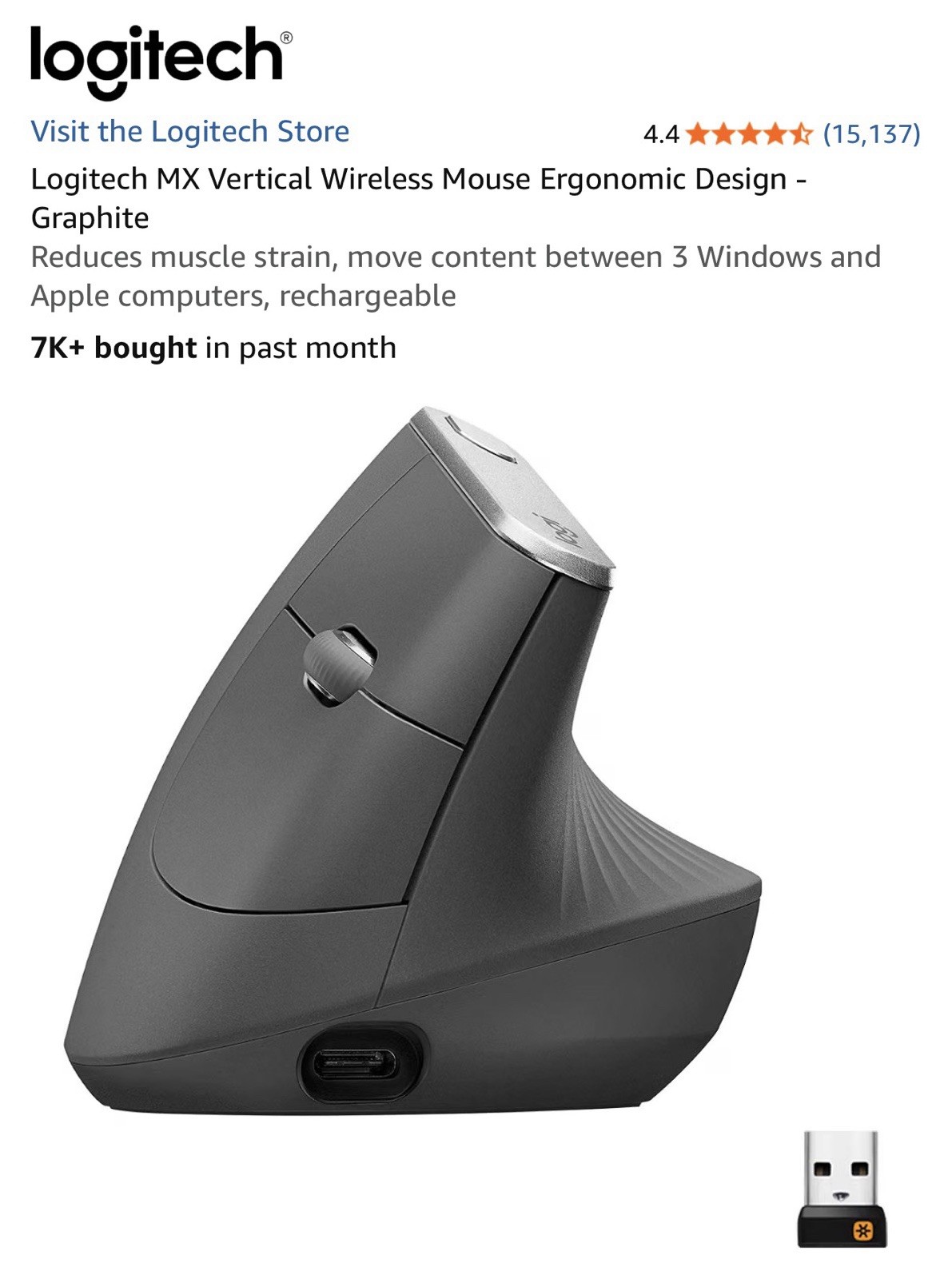 Logitech MX Vertical Advanced Ergonomic Wireless Mouse