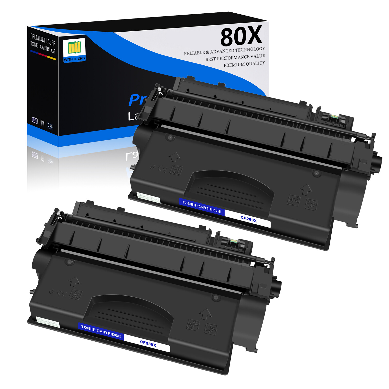 2x High Yield CF280X 80X Laser Toner Cartridge for HP Laserjet Pro M425dn M401d