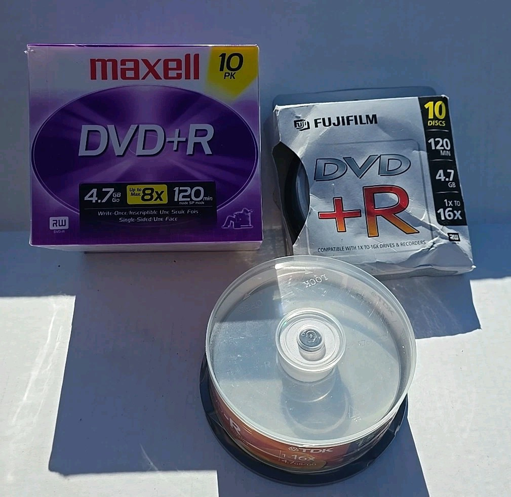 NEW TDK,Maxell,Fujifilm 35 Discs Total DVD+R/DVD-R 4.7GB 1-16x SEALED