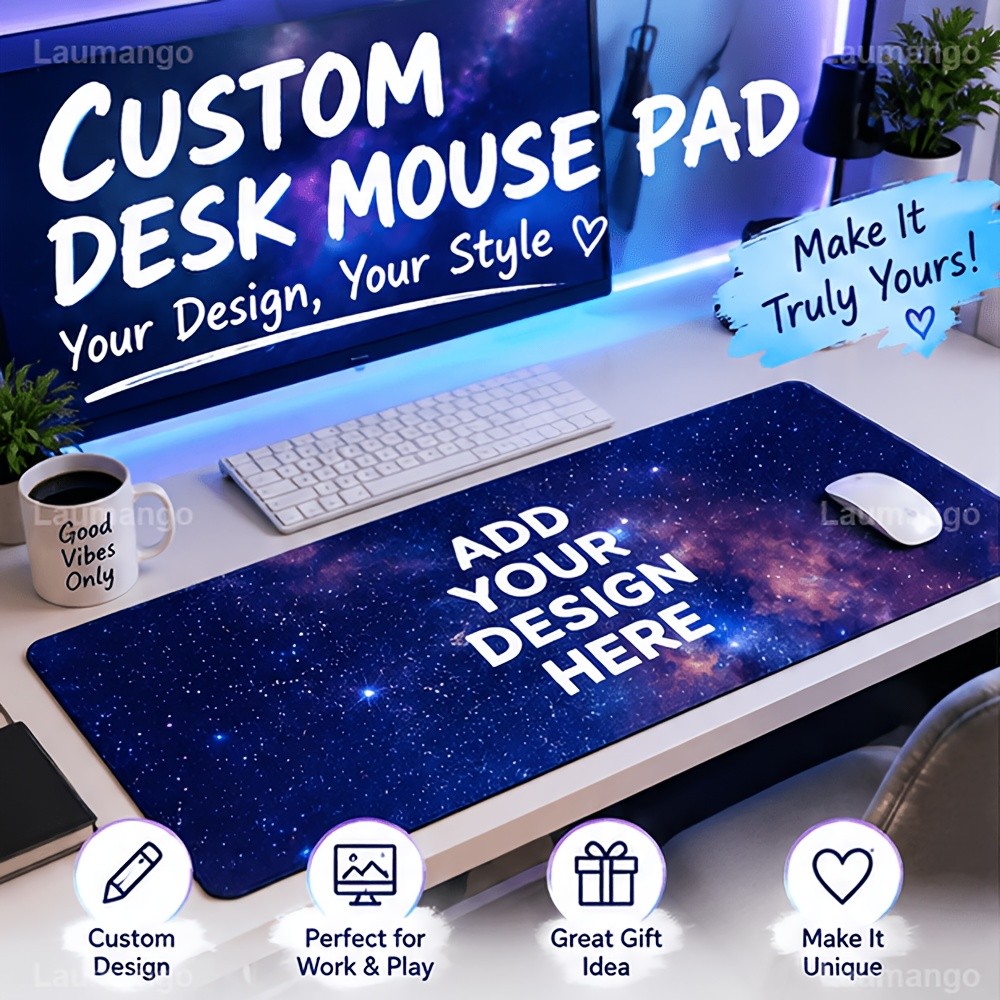 Custom Large Mouse Pad, Logo Photo Customization, Large Desk Mat with Non-Slip
