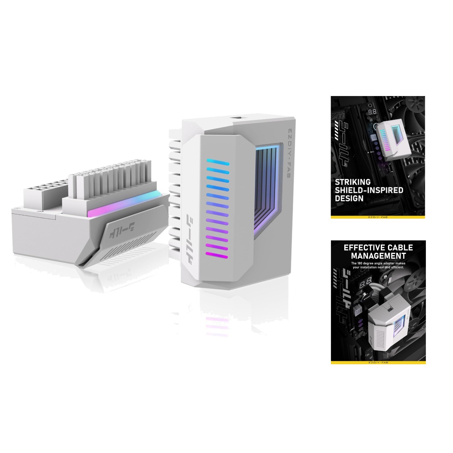 Stable 24-Pin ATX Angle Adapter with Infinity Mirror ARGB - For Gaming PCs