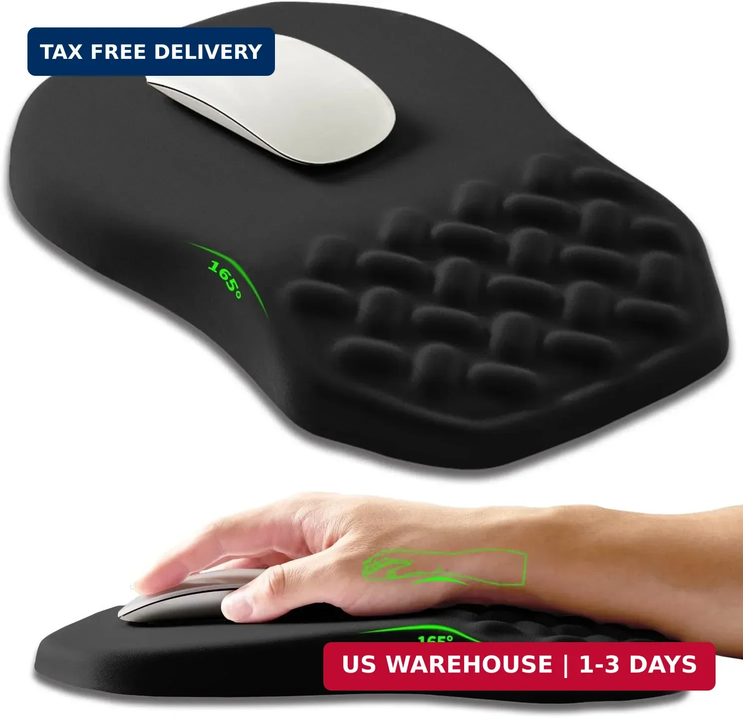 Ergonomic Slope Mouse Pad Wrist Support, Wrist Rest Mousepad for Carpal Tunnel P
