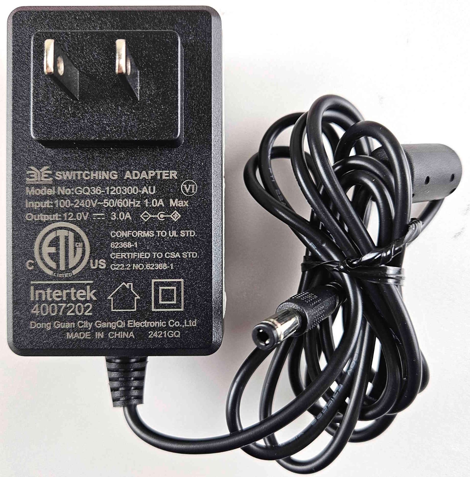 SANSUI Onn Monitor Power Supply AC Adapter Cord GQ36-120300-AU 12V 3A