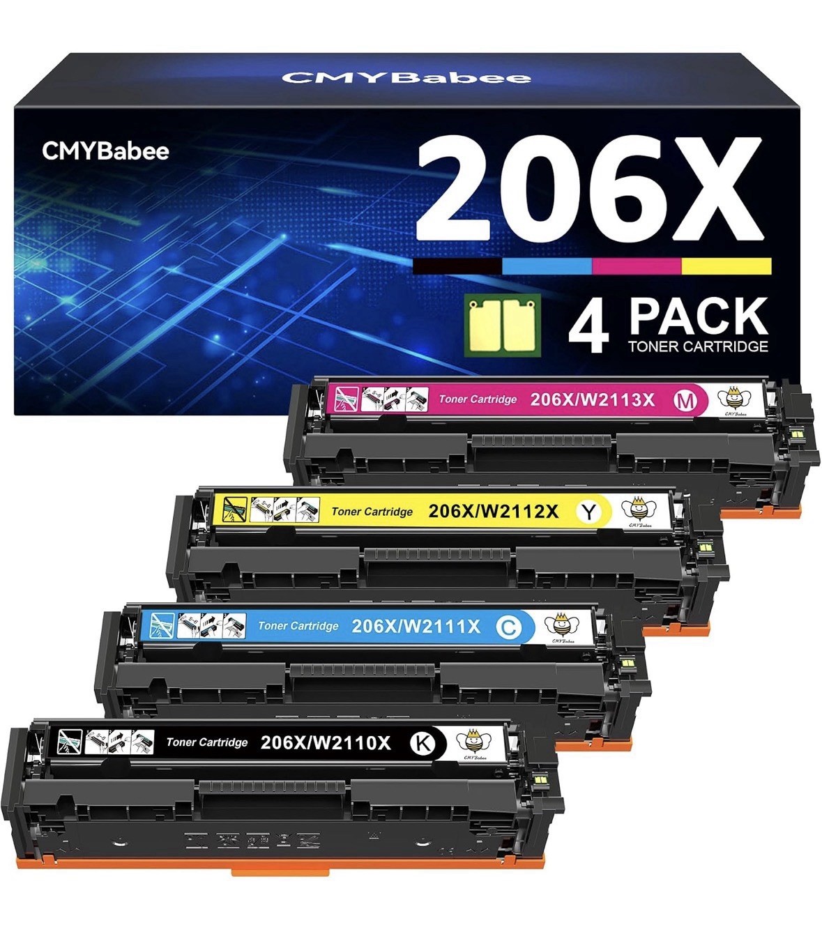 CMYBabee Compatible Toner Cartridge Replacement for HP 206X - 4 Cartridges NEW