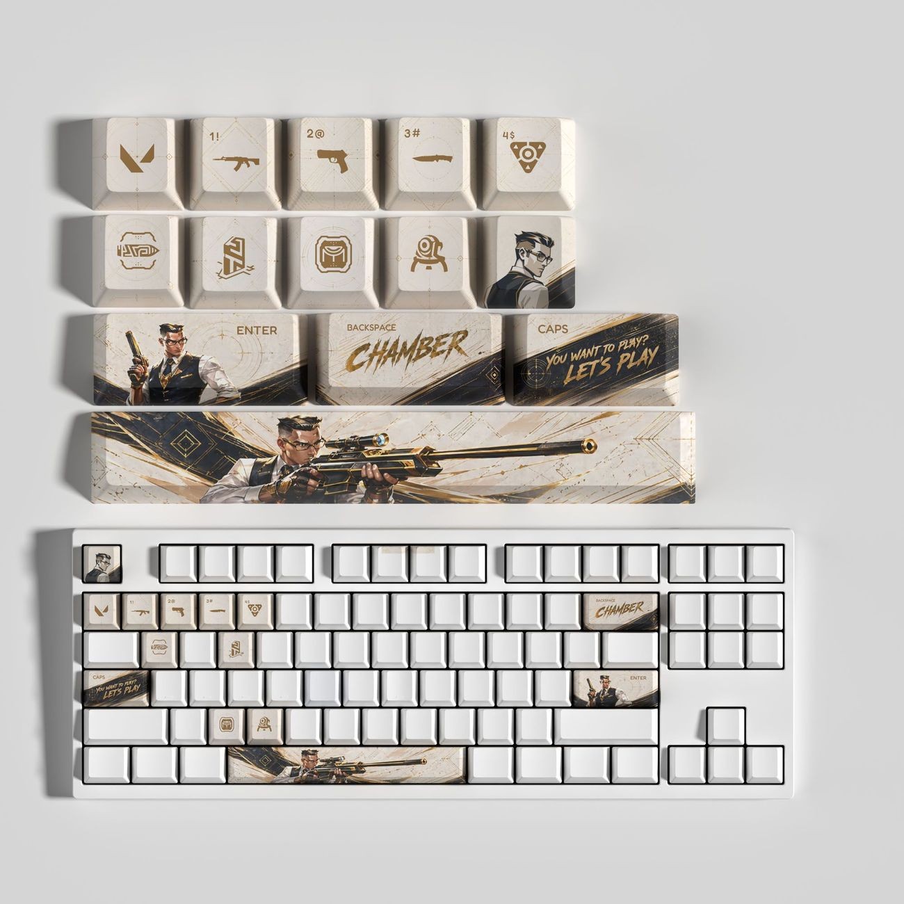 VALORANT CHAMBER 14-Key Keycaps Themed Gaming Keycaps, PBT Sublimation Printing