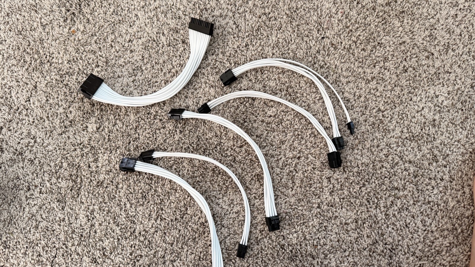 Custom pc cables Colorful MOD Extension Combo Braided Sleeved Cables White 16AWG