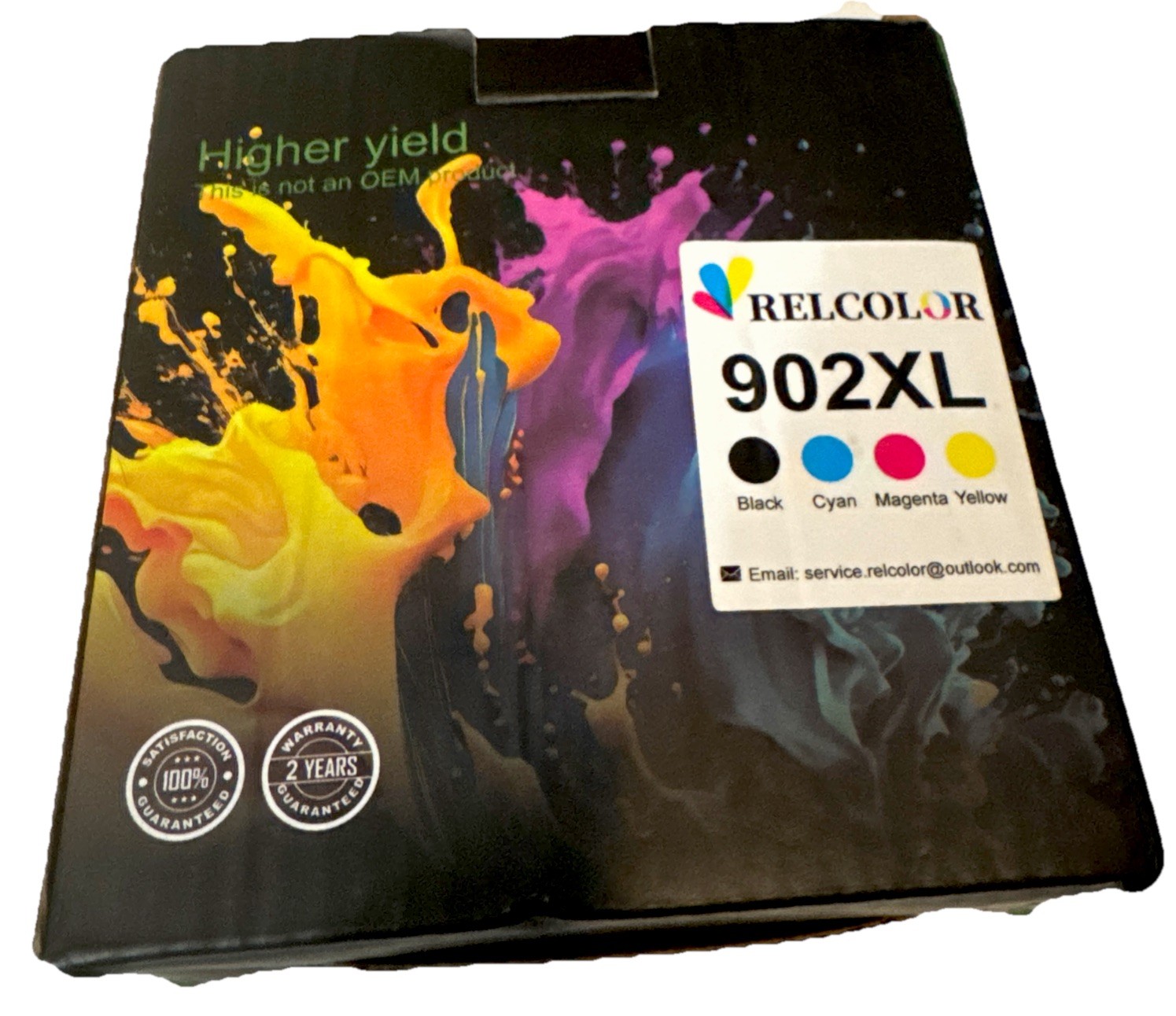 RELColor 902XL Ink Cartridge Set 4 Pack Black Cyan Magenta Yellow New