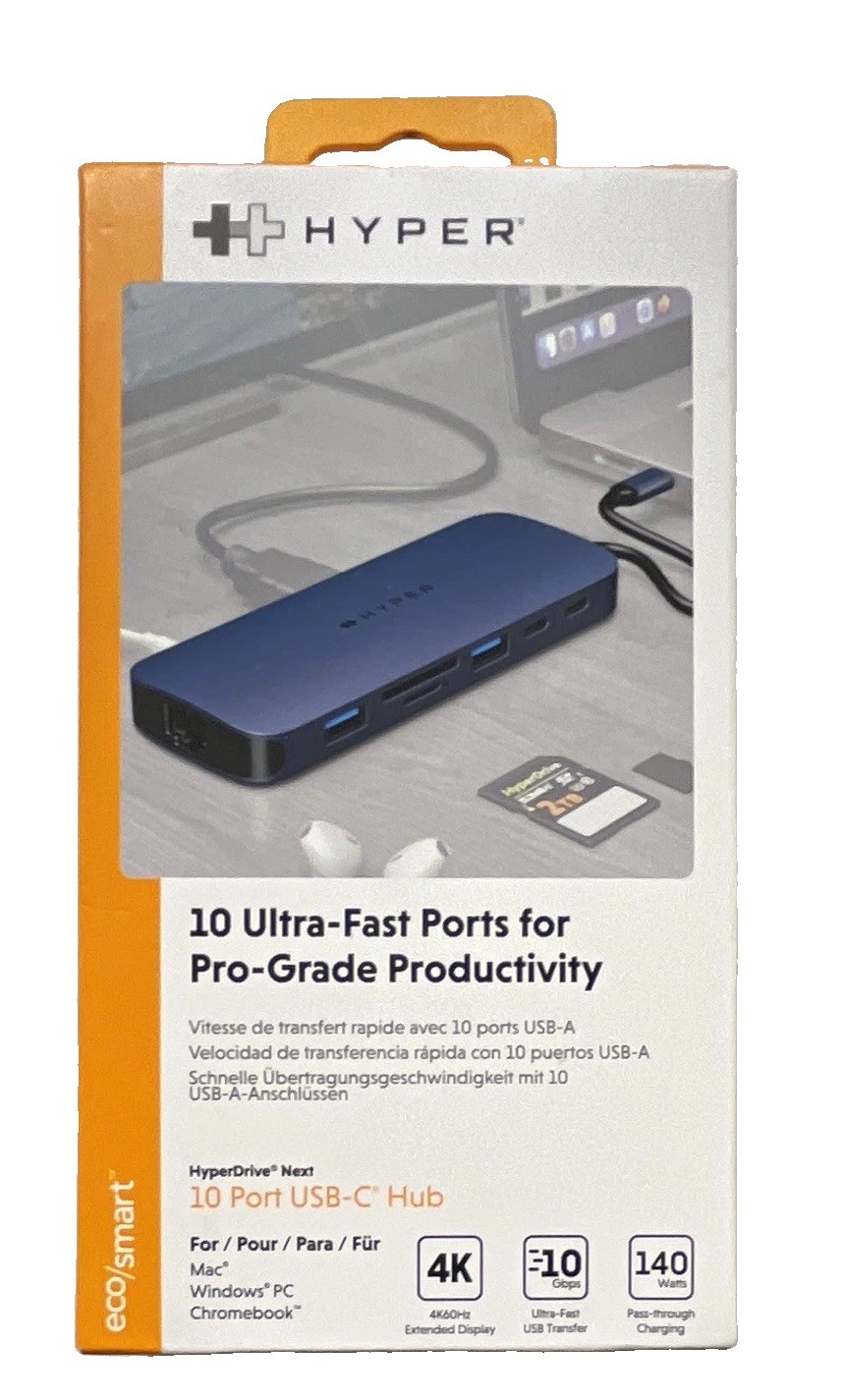 Hyper HyperDrive Next 10-Port USB-C Hub 4K HDMI 140W PD, Blue